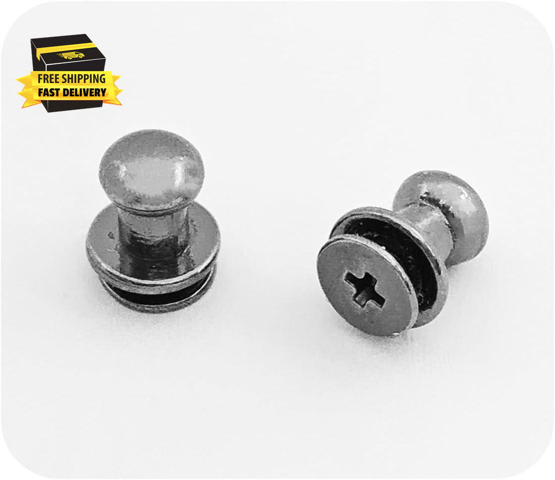 12PCS Black Chicago Button Studs 6Mm round Head, Leather Screws Rivets for Belt
