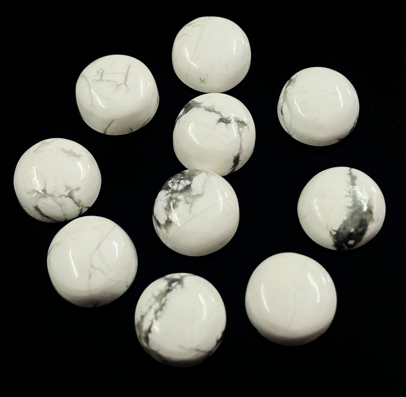 Natural White Howlite Round Cabochon Loose Calibrated Gemstone 3MM TO 15MM