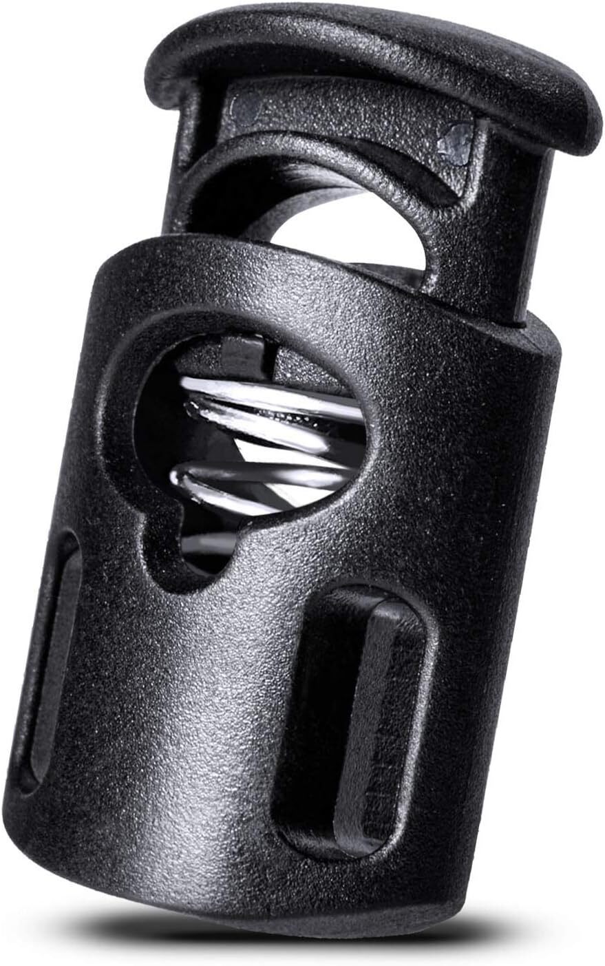 10 Pack Plastic Cord Locks Stopper Single Hole Spring Toggle Upgraded Black New
