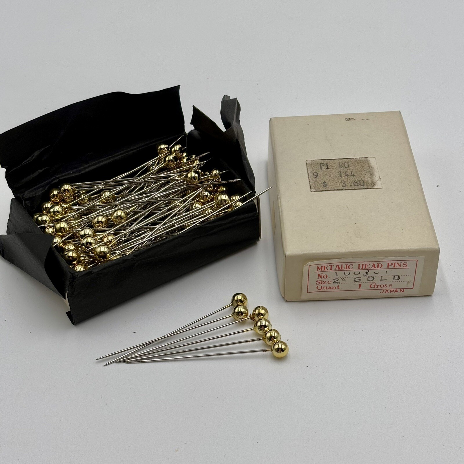 Vintage Metallic Head Pins Japan Gold Round 2” Lot of 144 Hat Pin Dressmaking