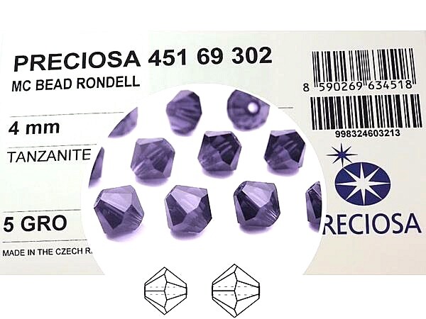 Czech Bicone Crystal Beads Tanzanite Preciosa purple Rondelle Diamond 3-4-6-8mm