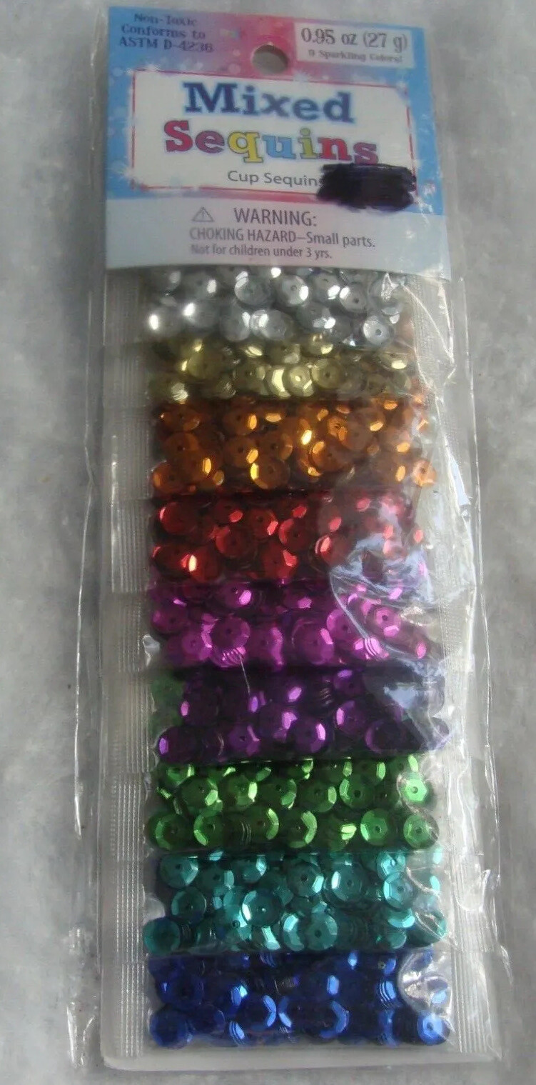 NEW SEALED Advantus Mixed Cup Sequins 9 Colors Scrapbook Craft .95oz (27gr)