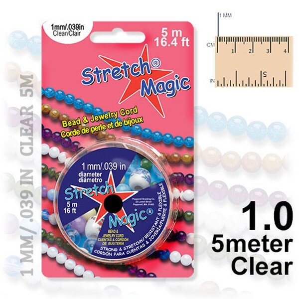 Clear Stretch Magic 5 meters/16.4 feet Spool 1mm Diameter stretchy craft cord