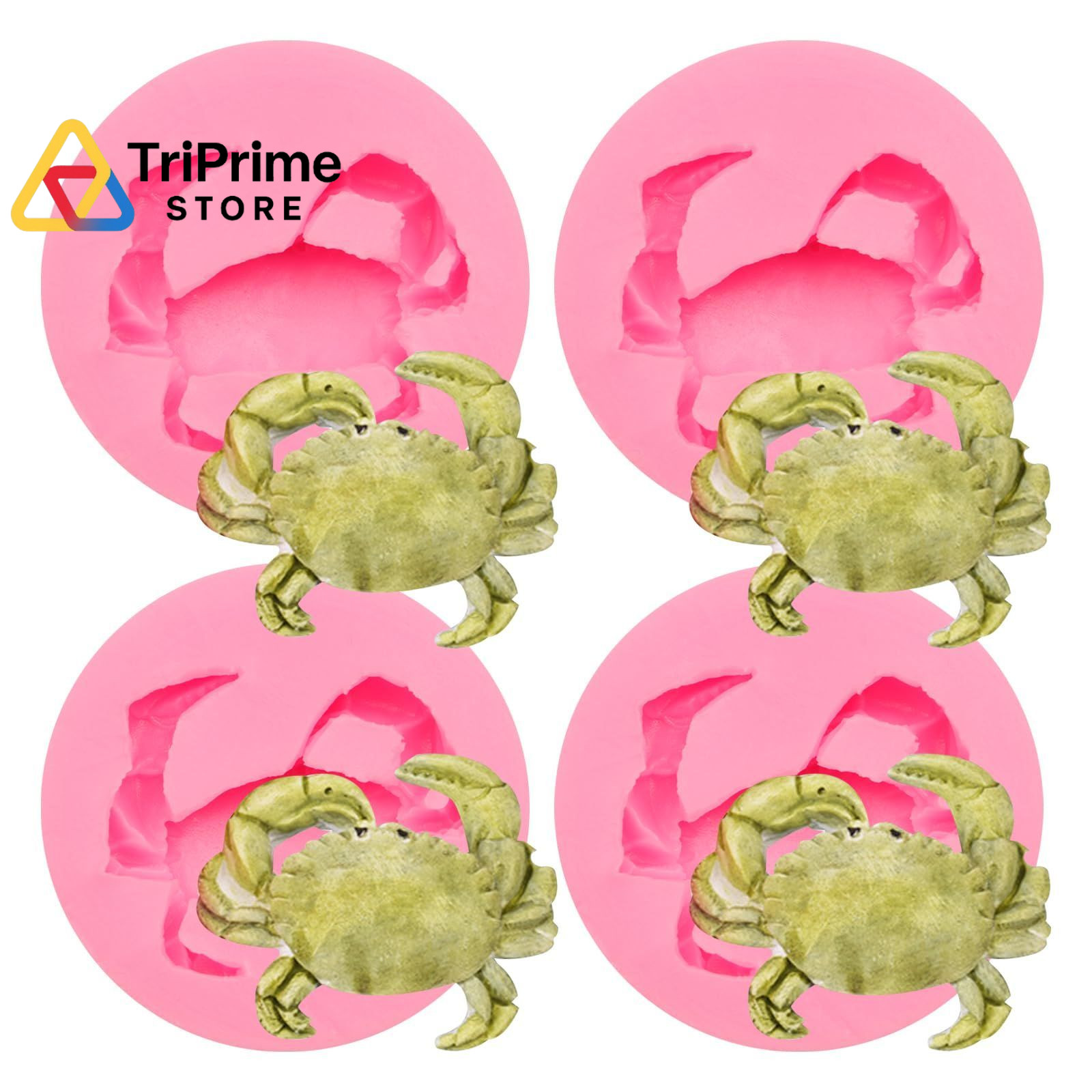 Crab Silicone Molds 4 Pcs, Ocean Animal Fondant Mold 2.75*1.96*0.55in, Pink