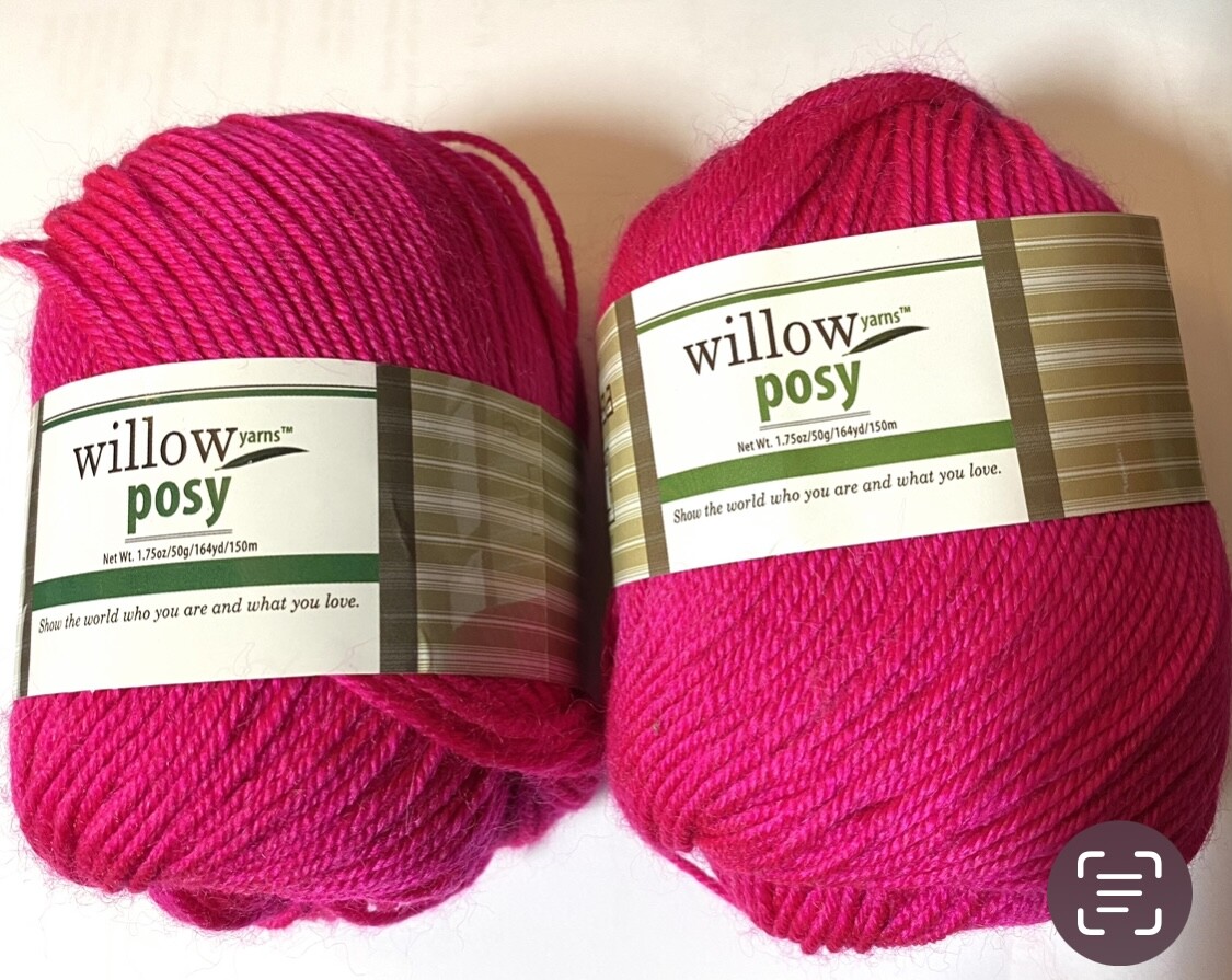 Skein Lot of 2 Willow Yarns Posy Yarn 2 Fine Sport Acrylic Wool Blossom Pink