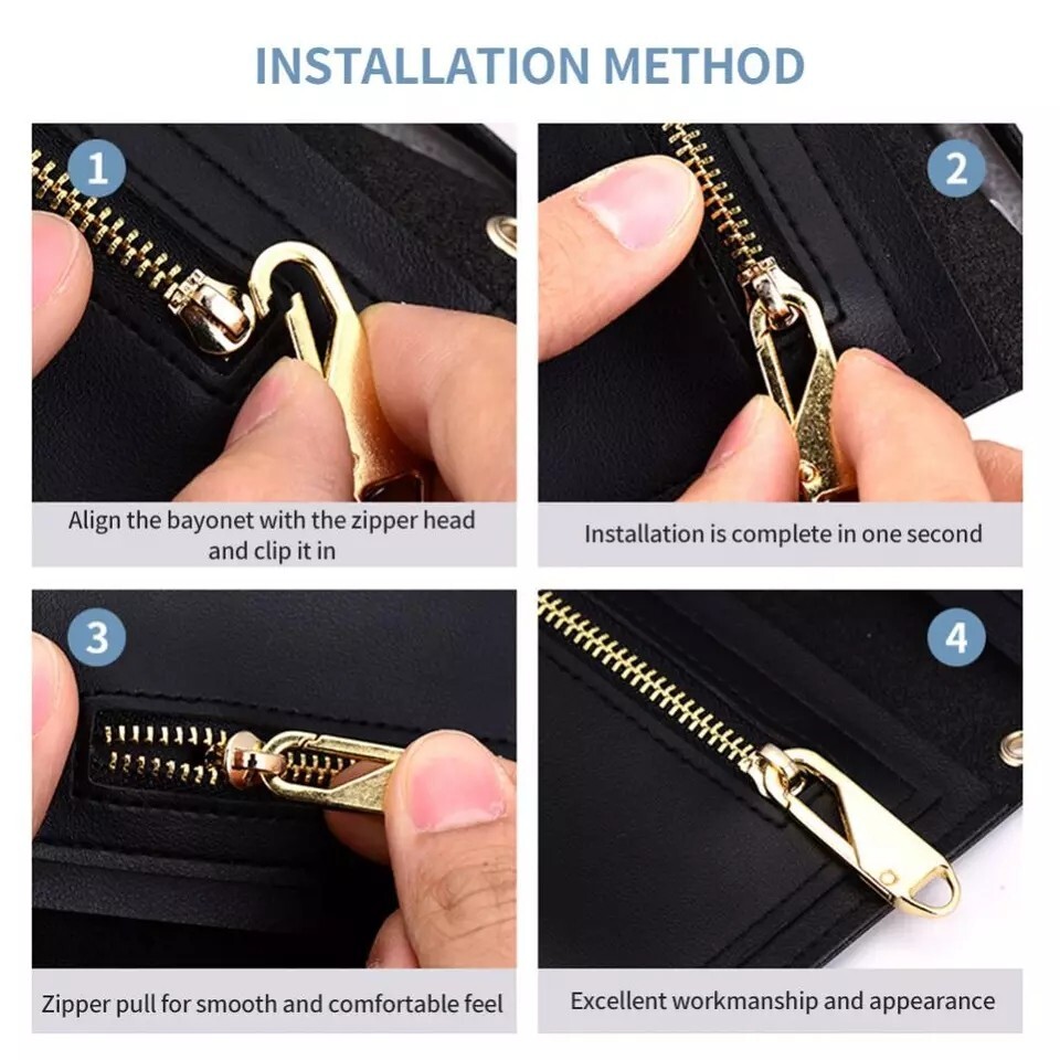 4PCS Zipper Slider Puller Instant Zipper Repair Kit Replacement Broken Buckle