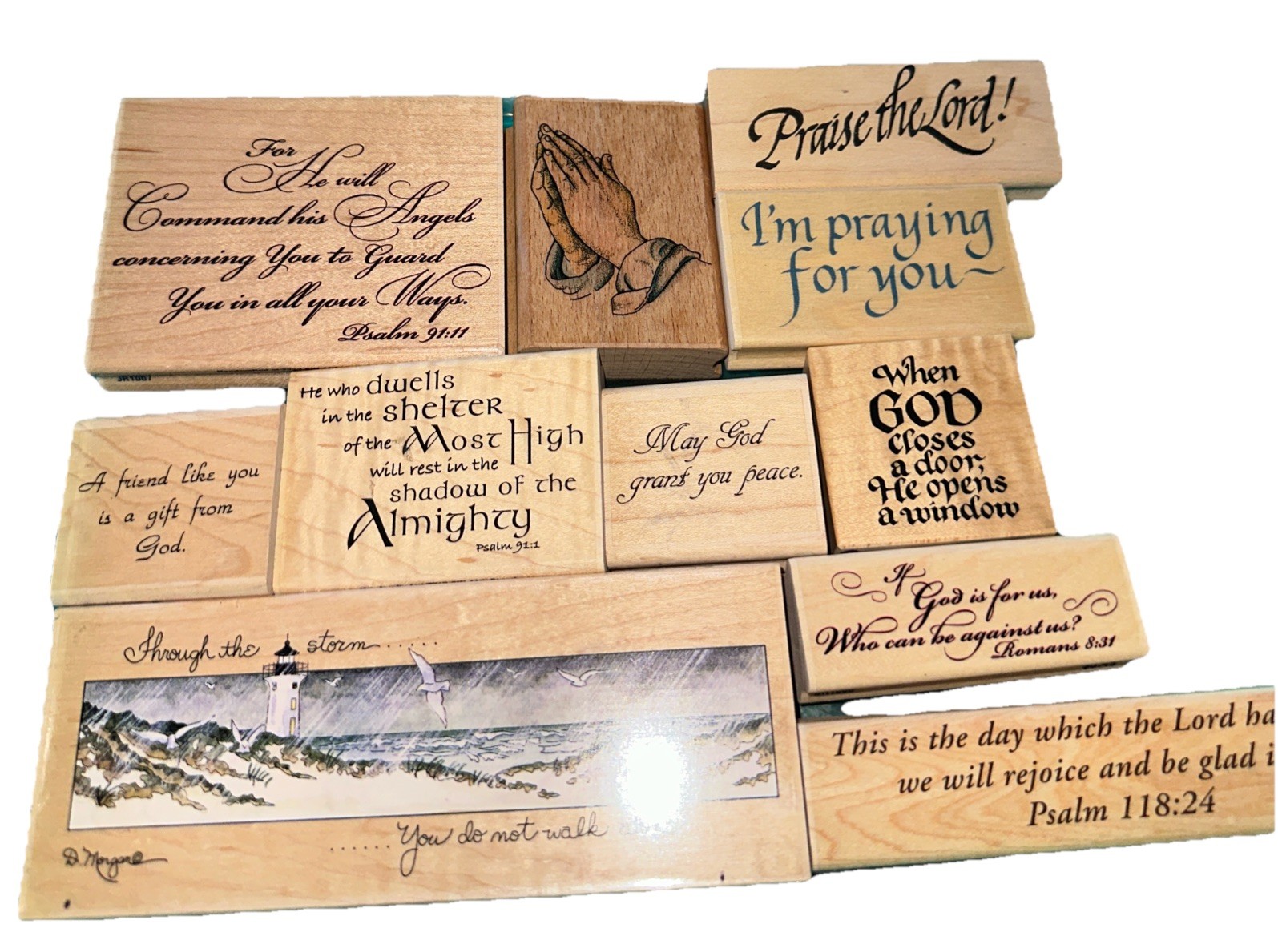 RELIGIOUS Bible Journaling Verses Psalms Rubber Stamps Lot of 12 Praise The Lord