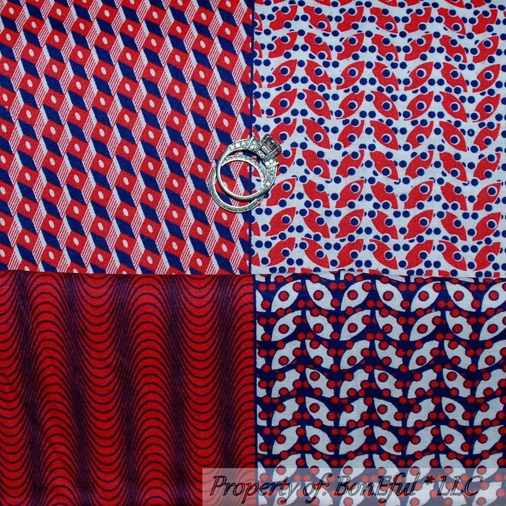 BonEful Fabric BTHY Cotton Quilt Red White Blue Dot American Calico Stripe S Dot