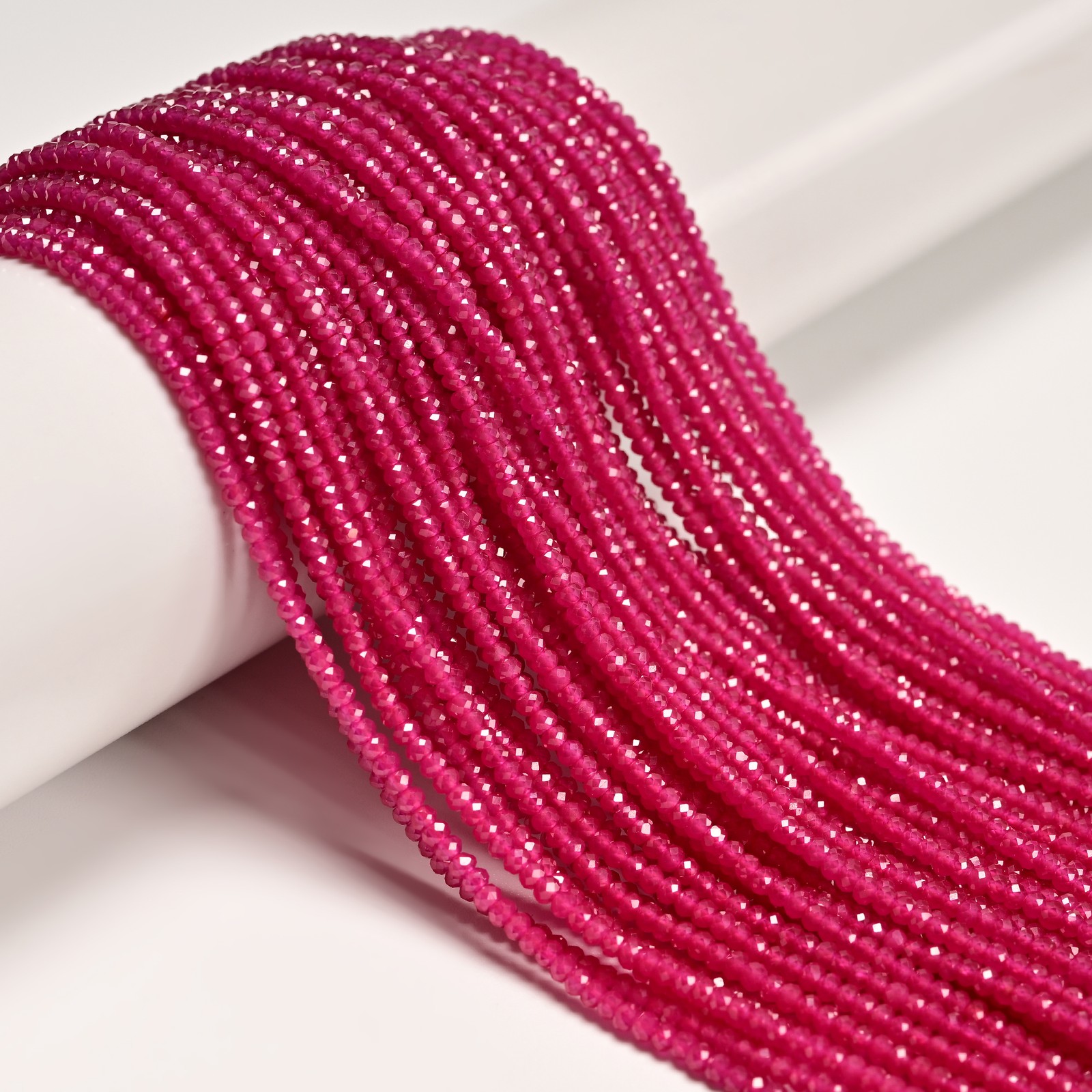Natural Ruby Faceted Rondelle Beads Size 1.5x2mm 15.5” Strand