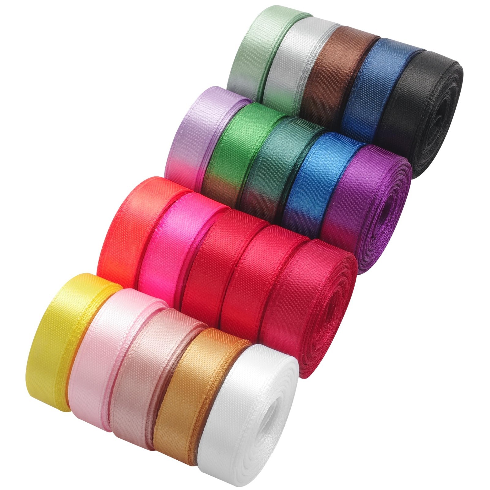 20 Colors 100 Yard Satin Ribbon Fabric Ribbon Assorted Ribbon Rolls, 3/8 Inch Wi