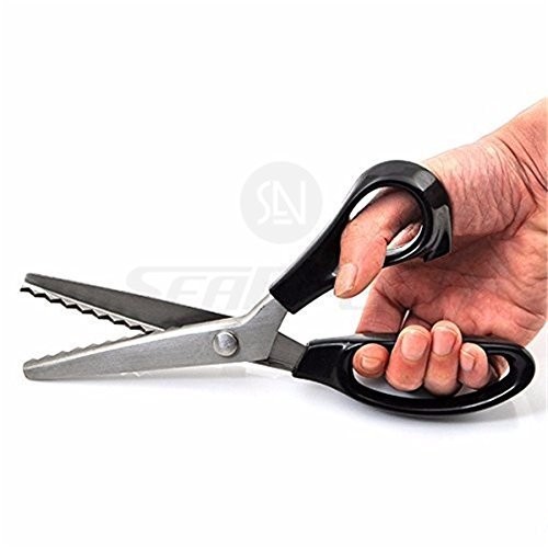 Fabric Pinking Shears, Scalloped 7mm, Black, Serrated Sewing Scissors, Craft