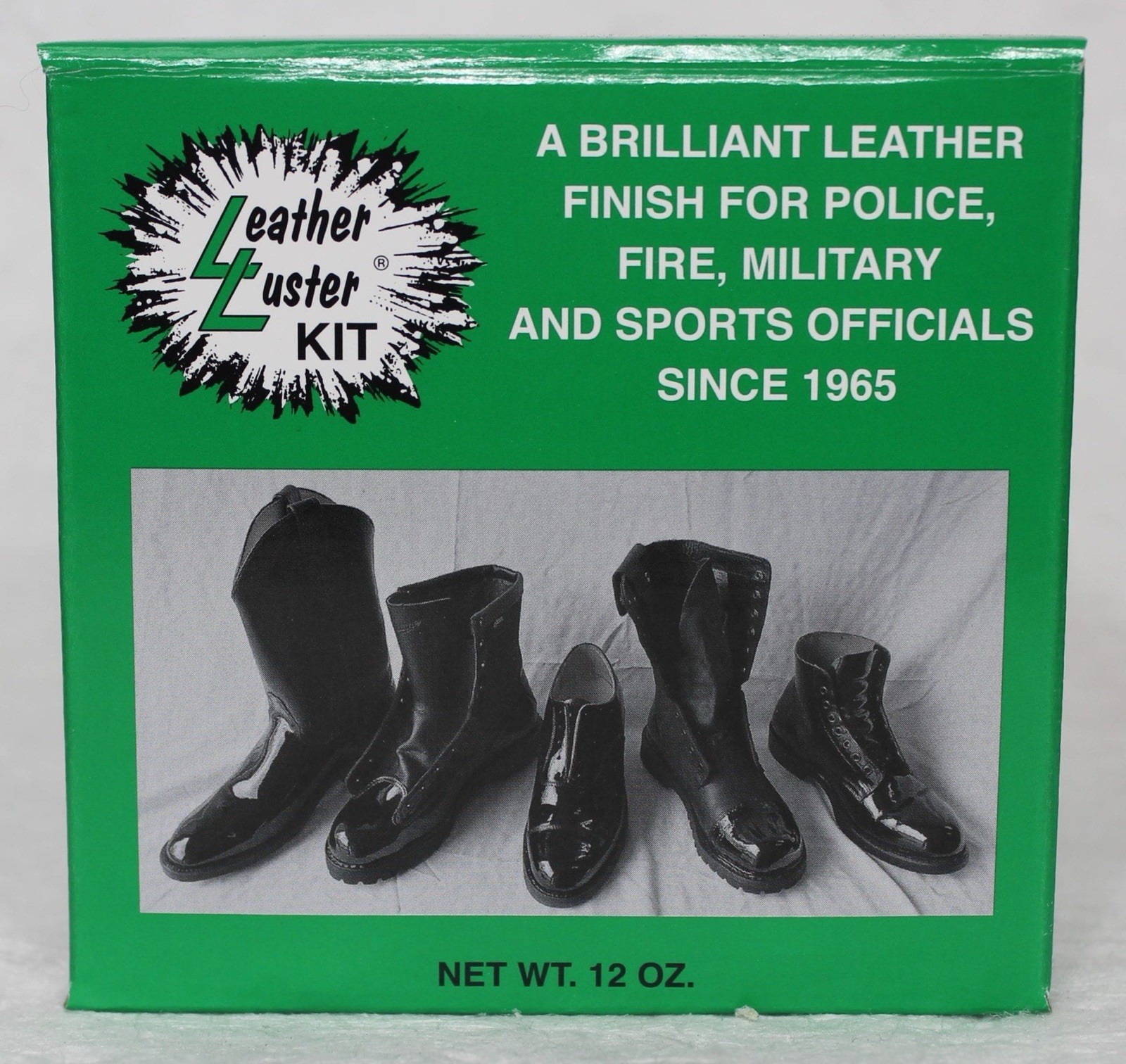 Leather Luster Kit Hi Gloss Patent Leather Finish Black Military Shoe Shine