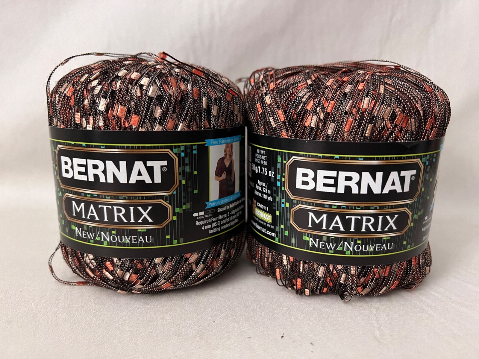 Bernat Matrix Ribbon Yarn COPPER WIRE Browns 50 g 140 yds Lot of 2 NEW!