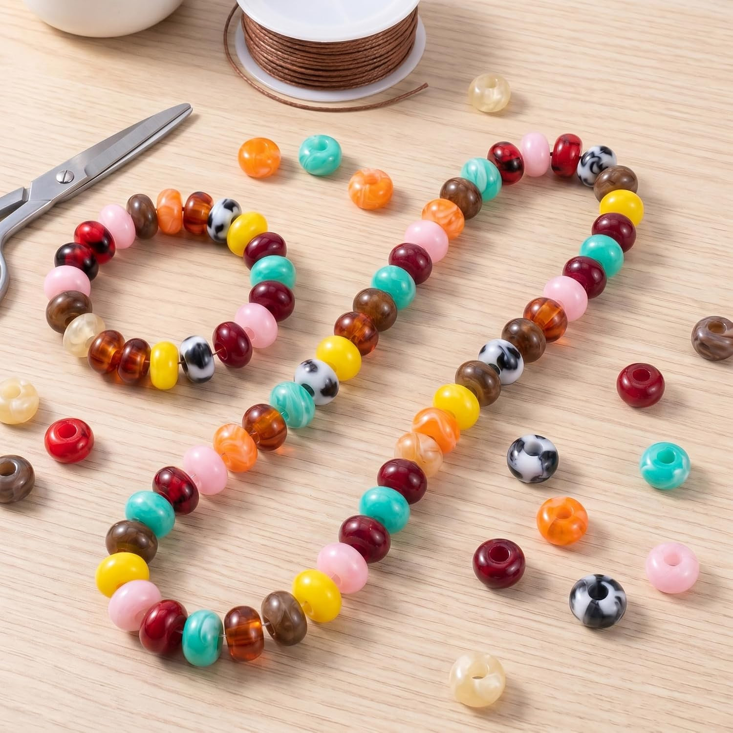 50Pcs round Acrylic Beads for Crafts, Large Hole Hair Beads for Jewelry Making,