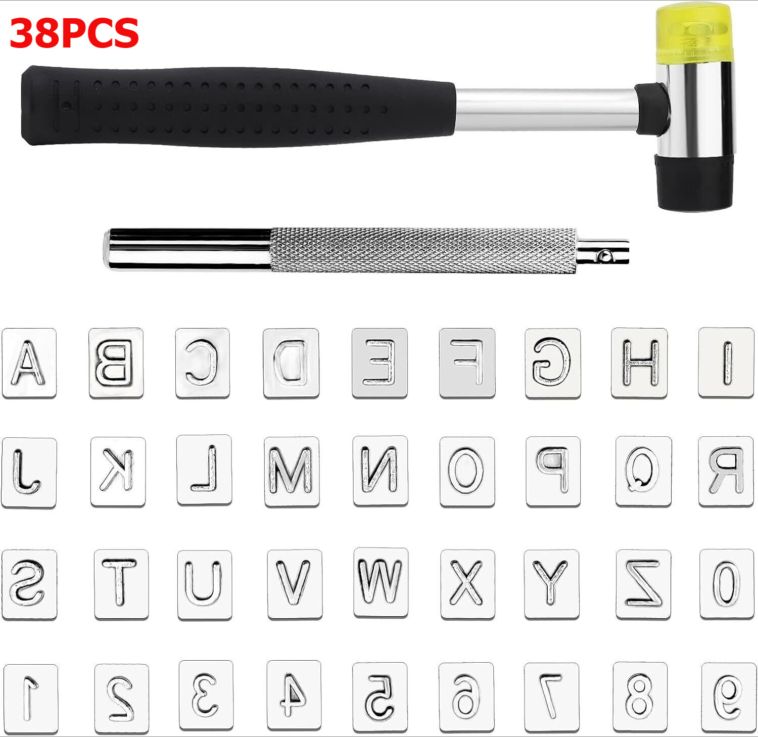 38PCS Leather Stamping Tools Leather Stamping Kit Letters Numbers With Hammer