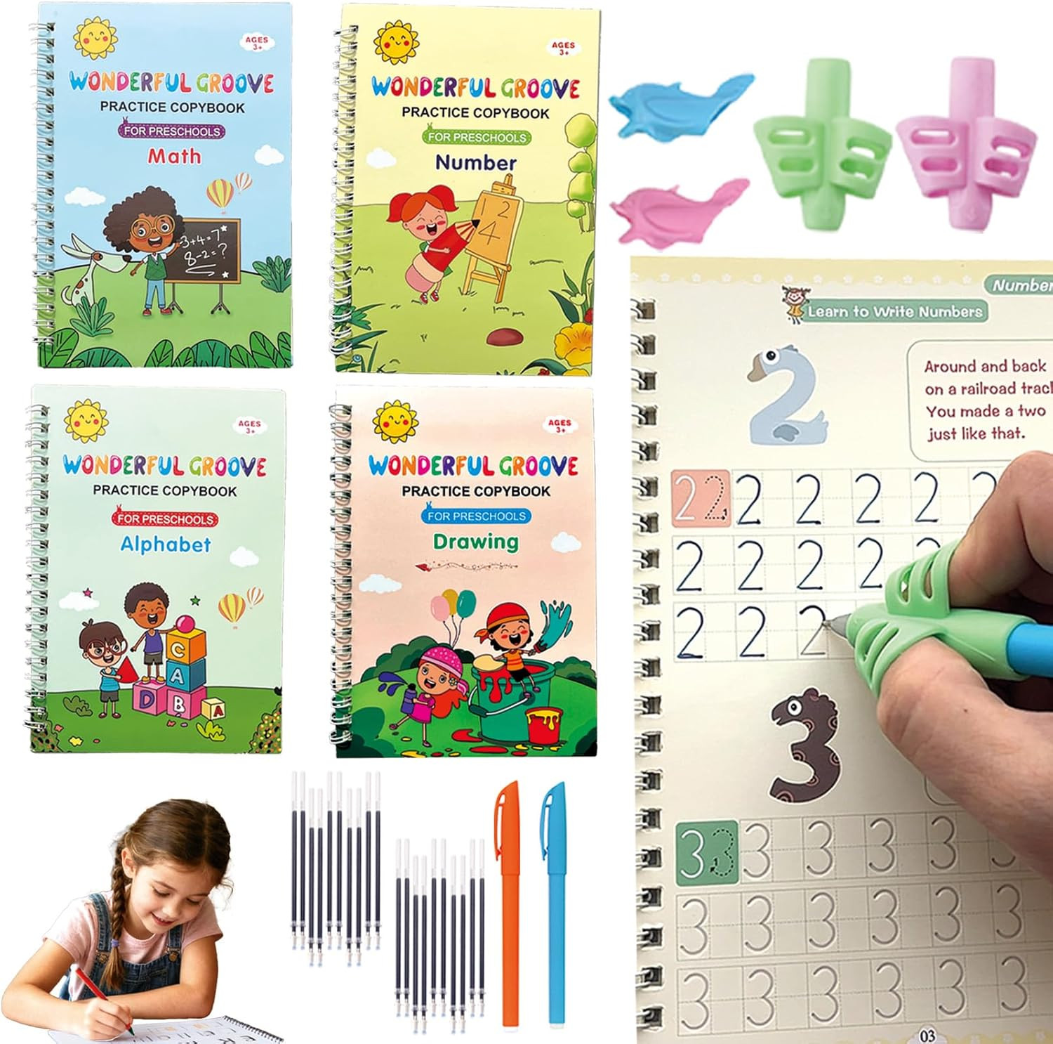 Magic Grooved Handwriting Practice Book for Kids 3-5 Years | Tiny Thinkers Reusa