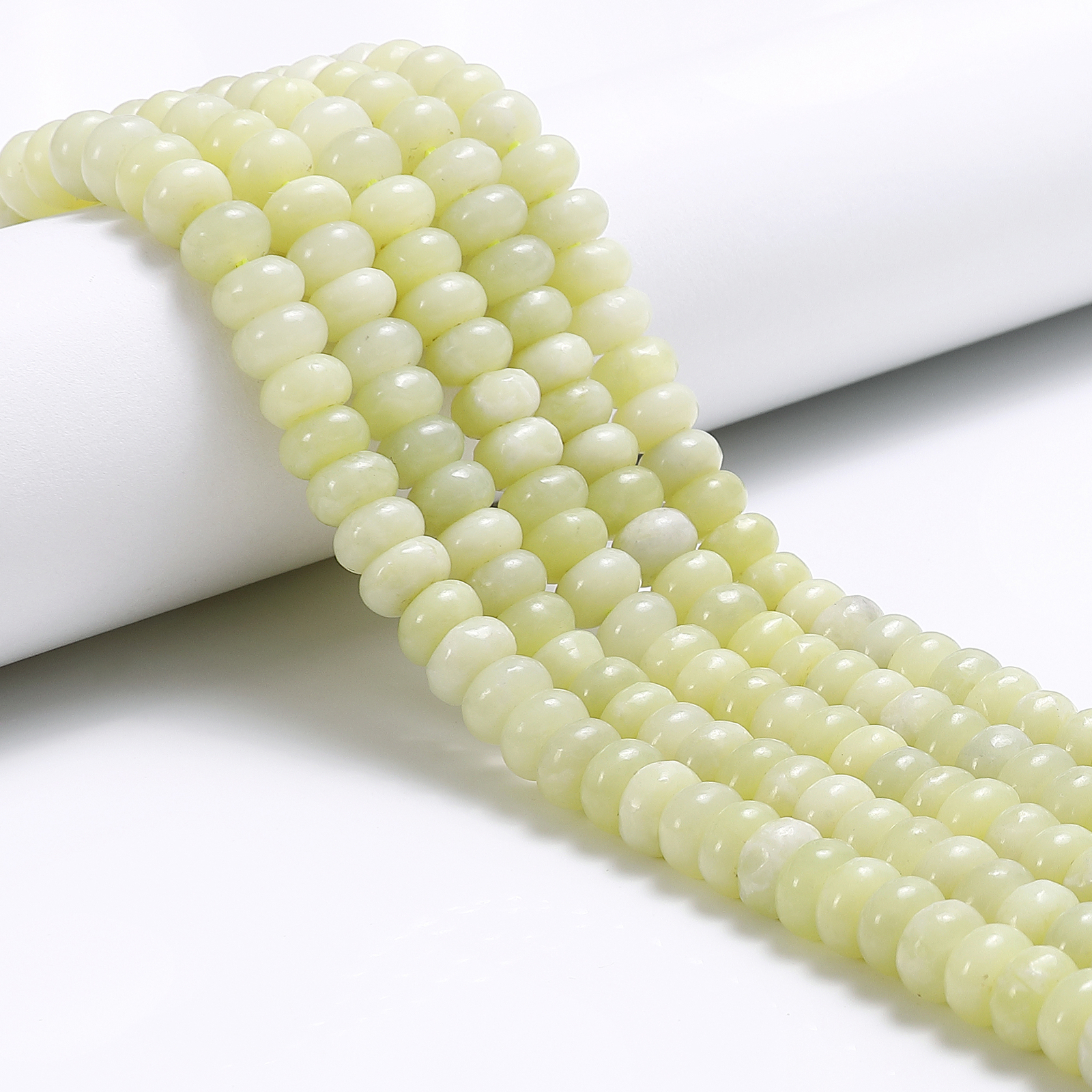Natural Lemon Jade Smooth Rondelle Beads Size 5x8mm 15.5” Strand