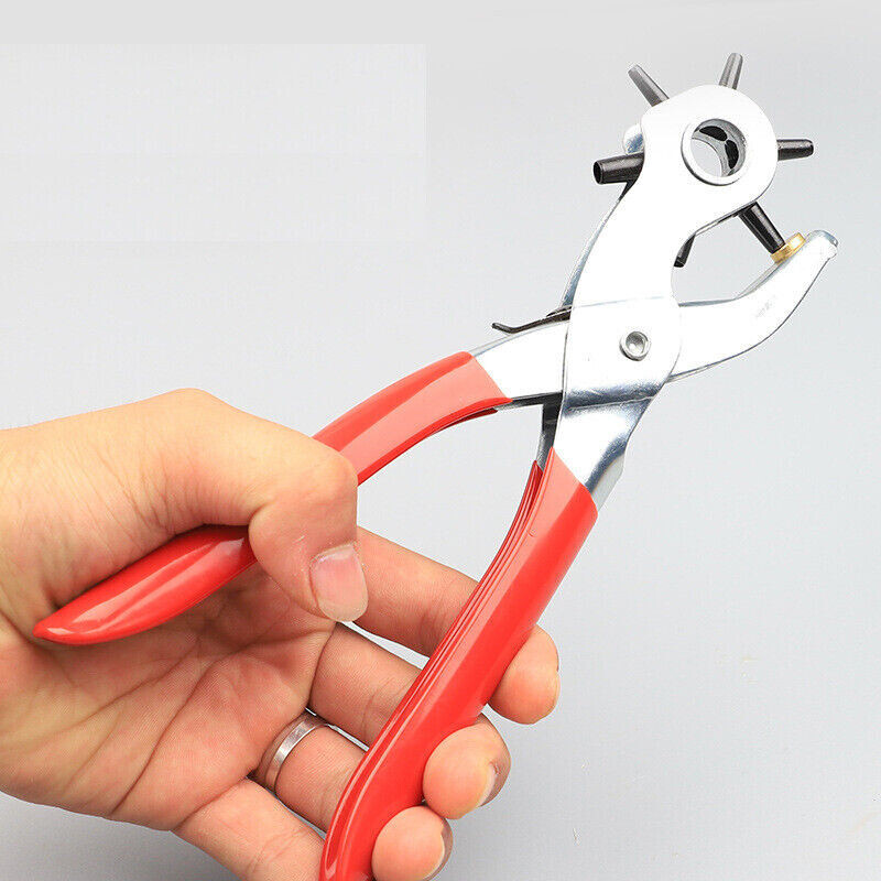 9″ Leather Hole Punch Heavy Duty Hand Pliers Belt Holes 6 Sized Puncher Tool New