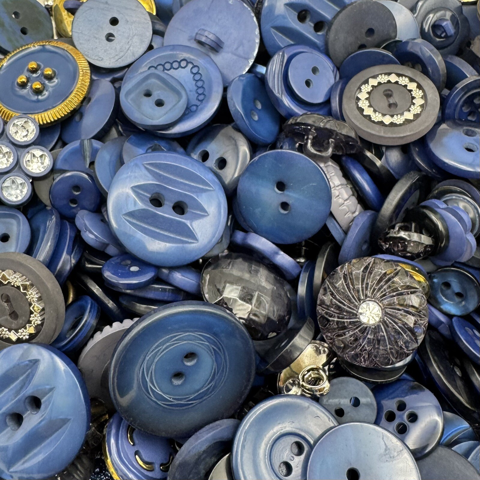 Mixed Lot Dyed Navy/Dk Blue Premium Buttons All Sizes For Embellishments