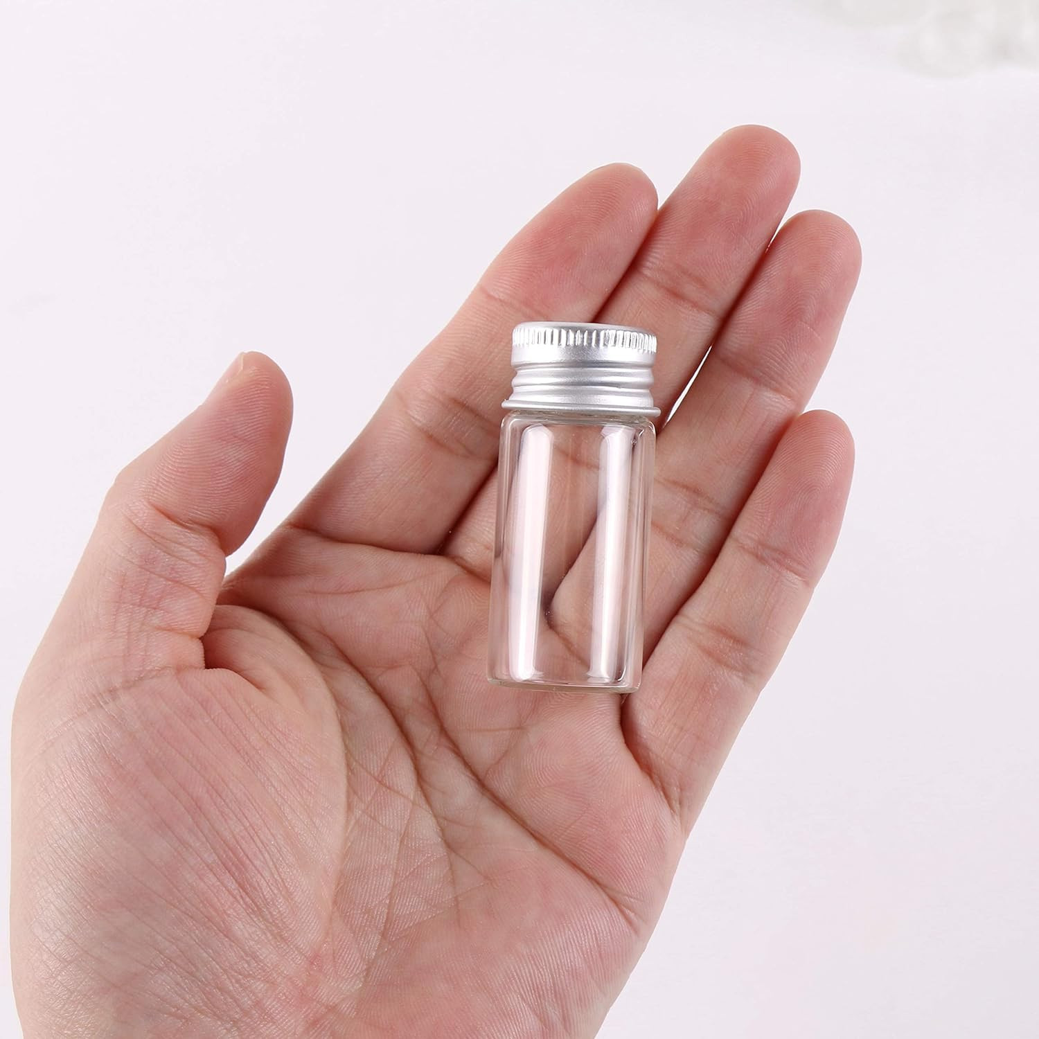 Maxmau 100 10Ml Vials Small Mini Tiny Glass Bottles Clear Empty Jars with Alumin