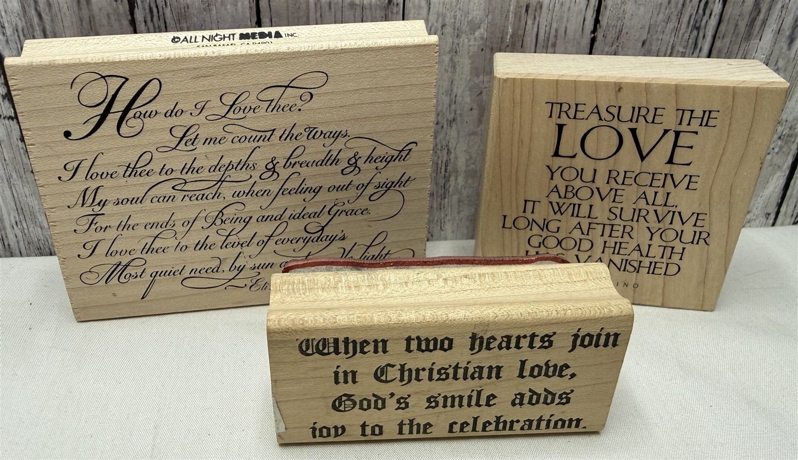 WEDDING Love Religious Sayings Sentiments Rubber Stamps Lot of 3