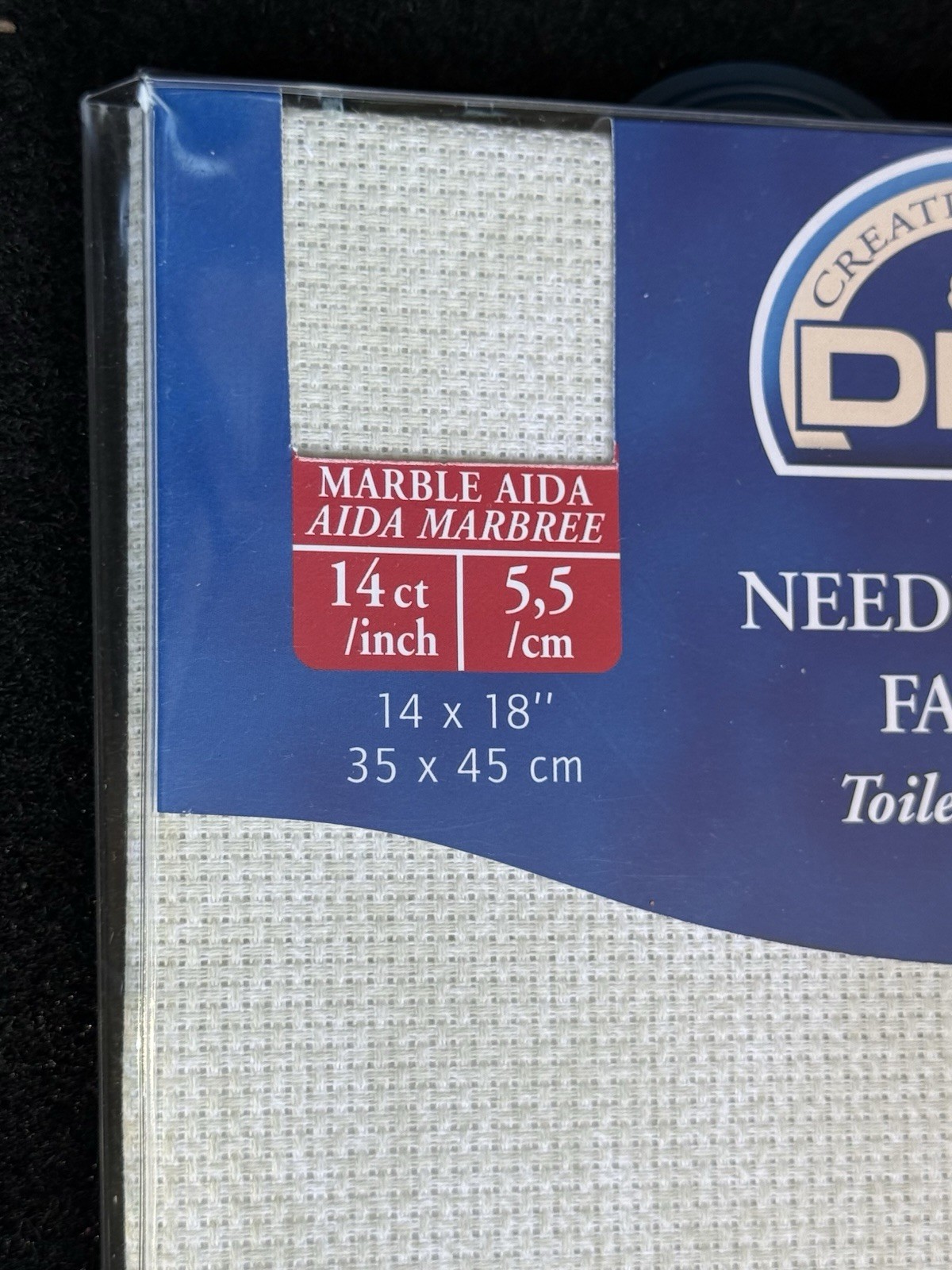 DMC Needlework Fabric AIDA 14ct 14”x18” Large Marble Cross Stitch NEW