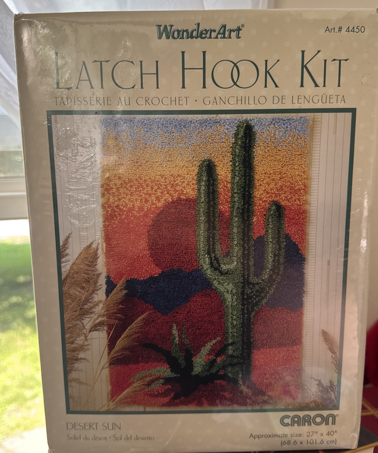 WONDERART CARON LATCH HOOK KIT #4450 DESERT SUN NEW SEALED IN BOX 27″ X 40″