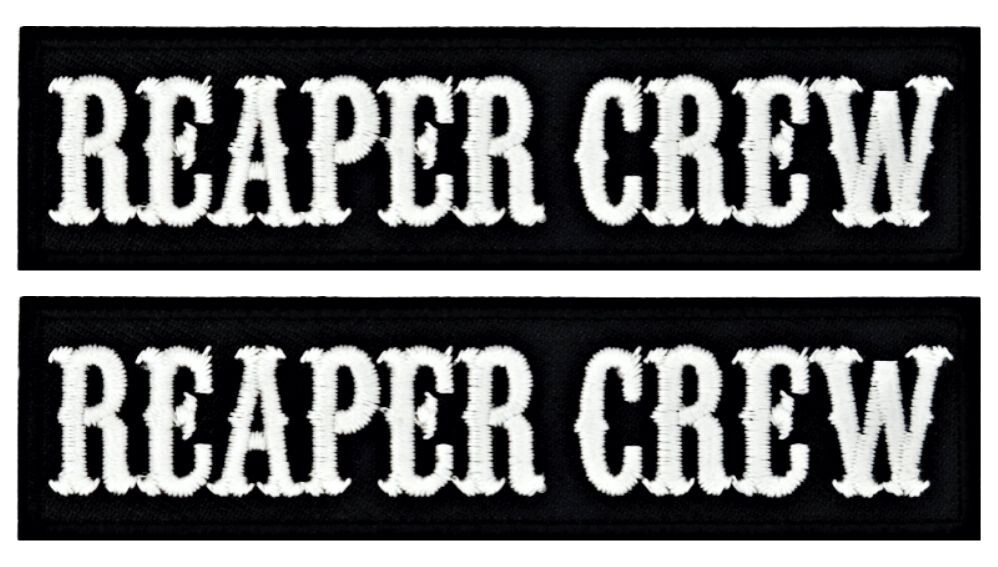Reaper Crew Embroidered Biker Patch |2PC iron On Sew on 4″ x 1″