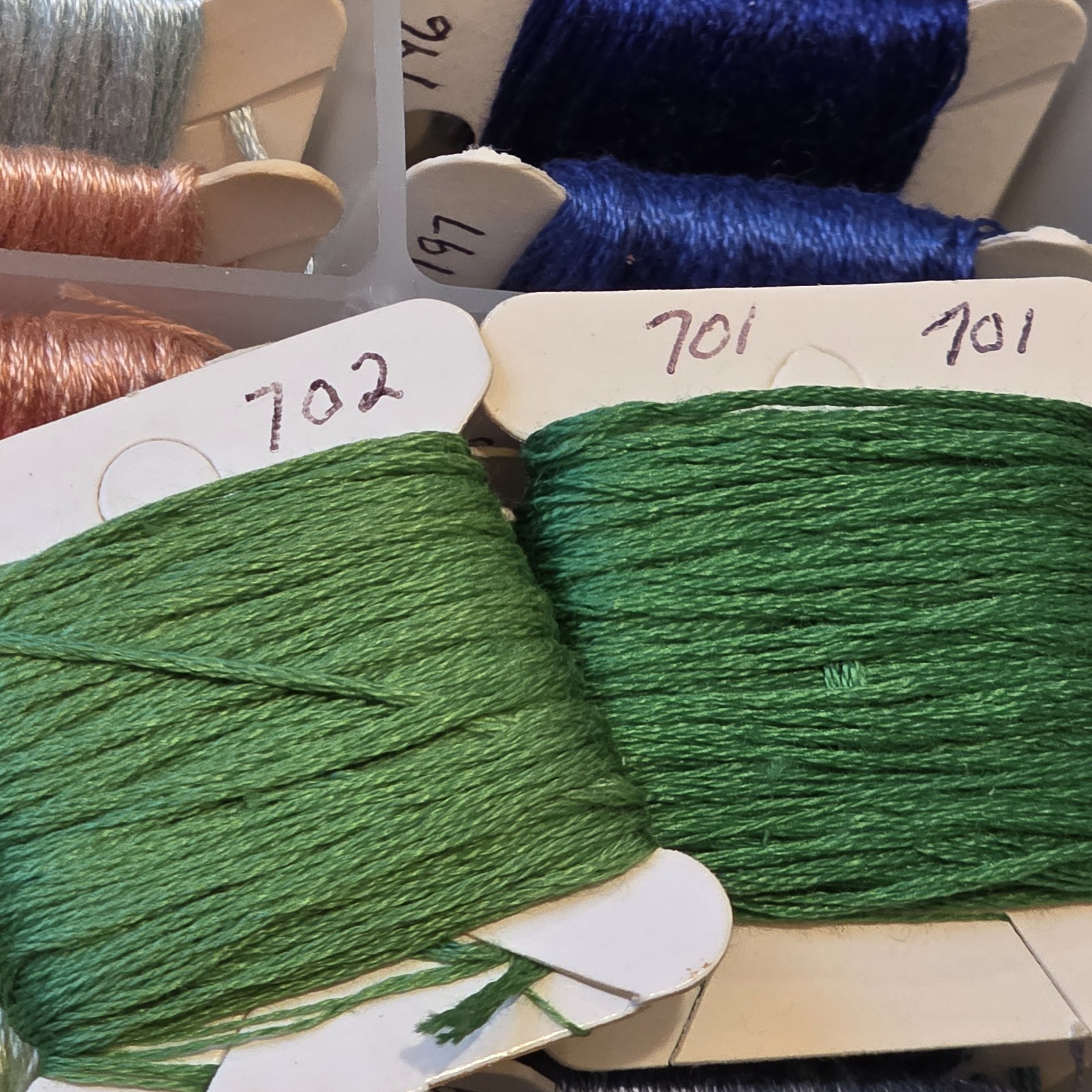 121 DMC Embroidery Floss Skeins on Bobbins with Darice Storage Organizer