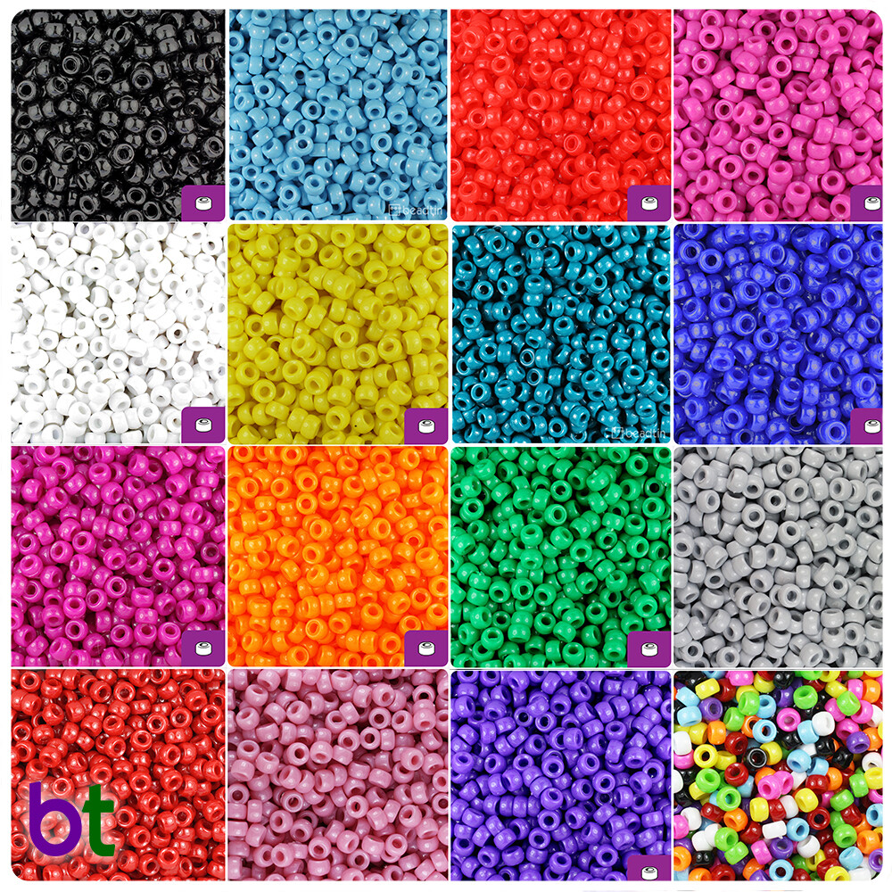 BeadTin Opaque 6.5mm Mini Barrel Pony Beads (1000pcs) – Color choice