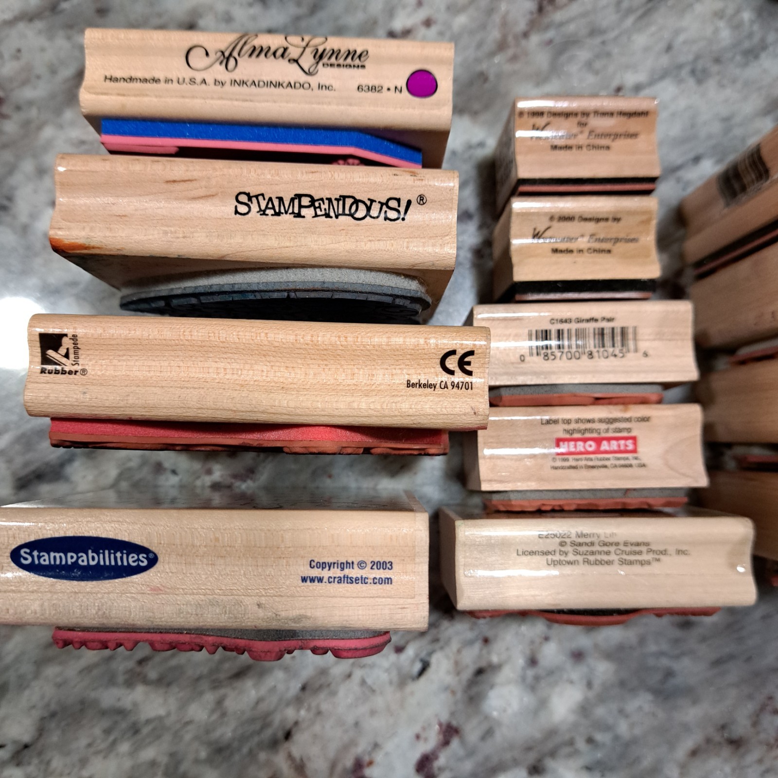 25 Rubber Wooden Stamps Mixed Lot Various Sizes & Themes