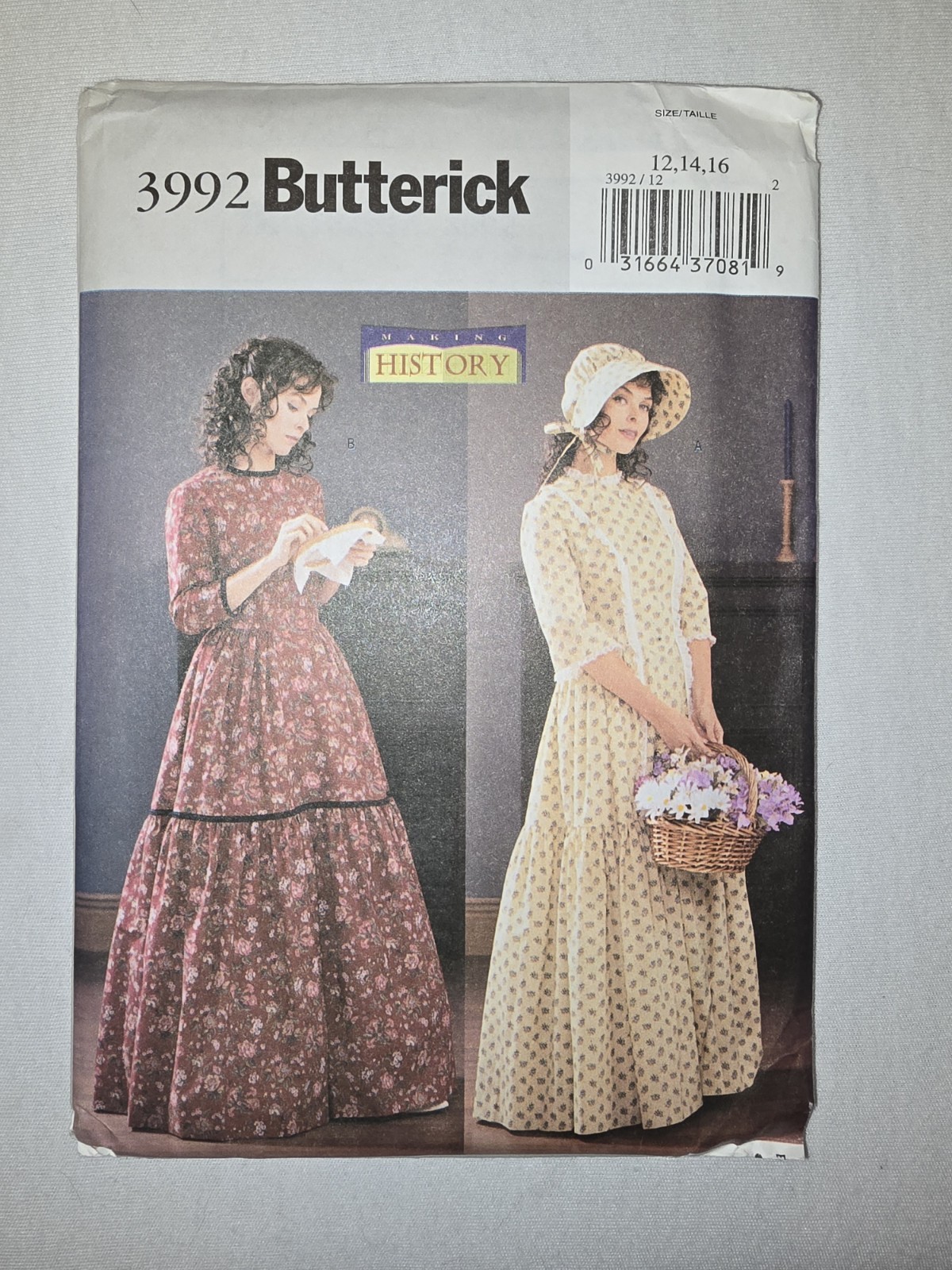Butterick 3992 Costume Pattern Prairie Pioneer Making History Sz12,14,16 NOS