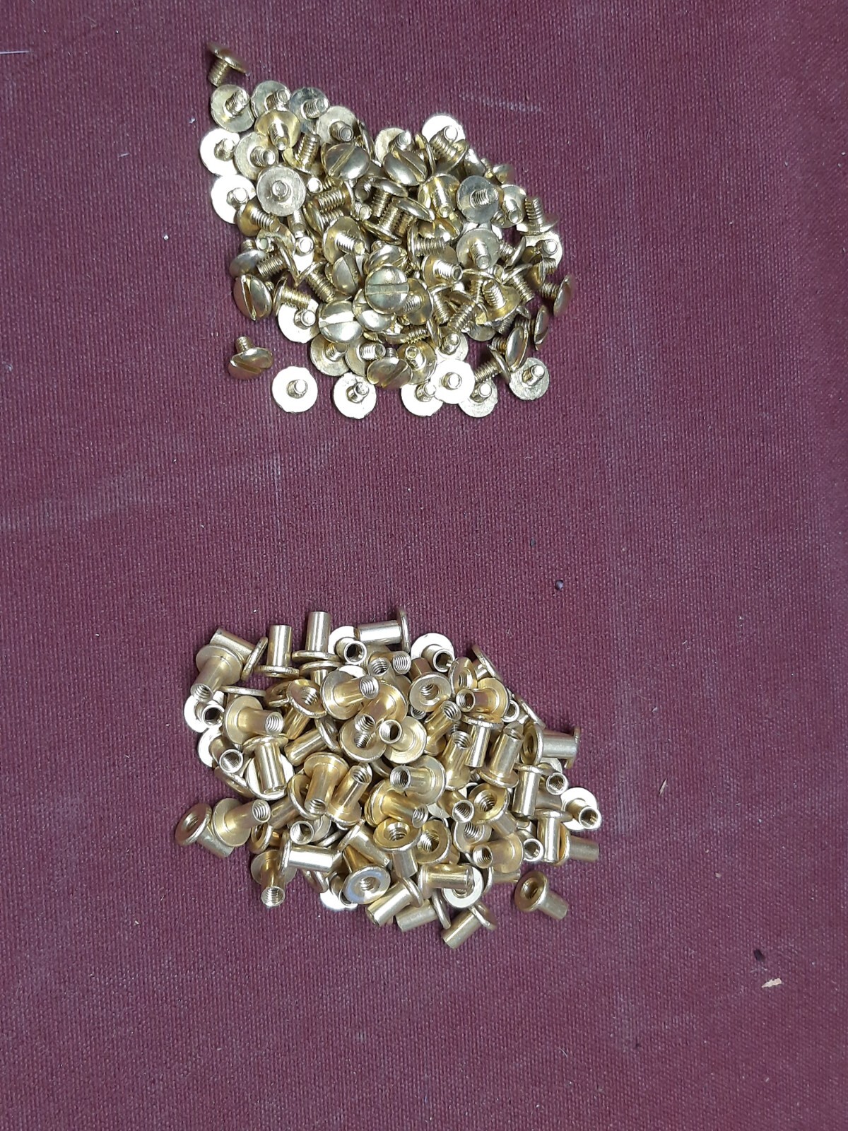Leather Hardware – LOT Of 100 BRASS PLATED Chicago Screws – 3/8″