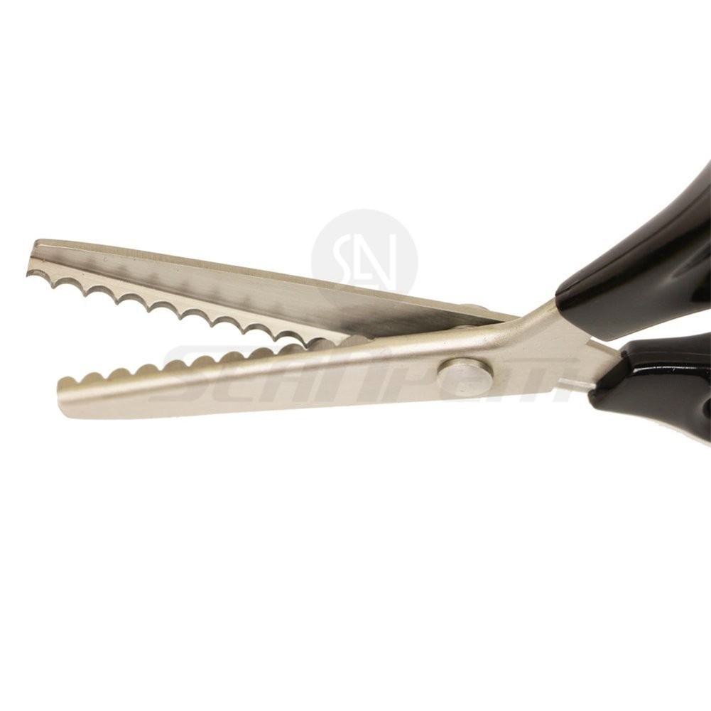Fabric Pinking Shears, Scalloped 7mm, Black, Serrated Sewing Scissors, Craft