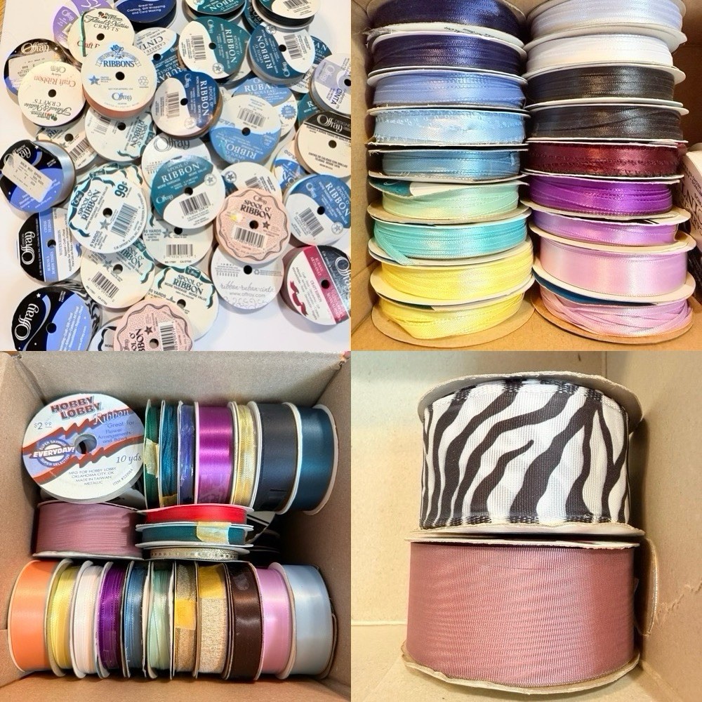 Lot Of Vintage Ribbon 60+ New & Partial Rolls Made In USA Offray Colorful