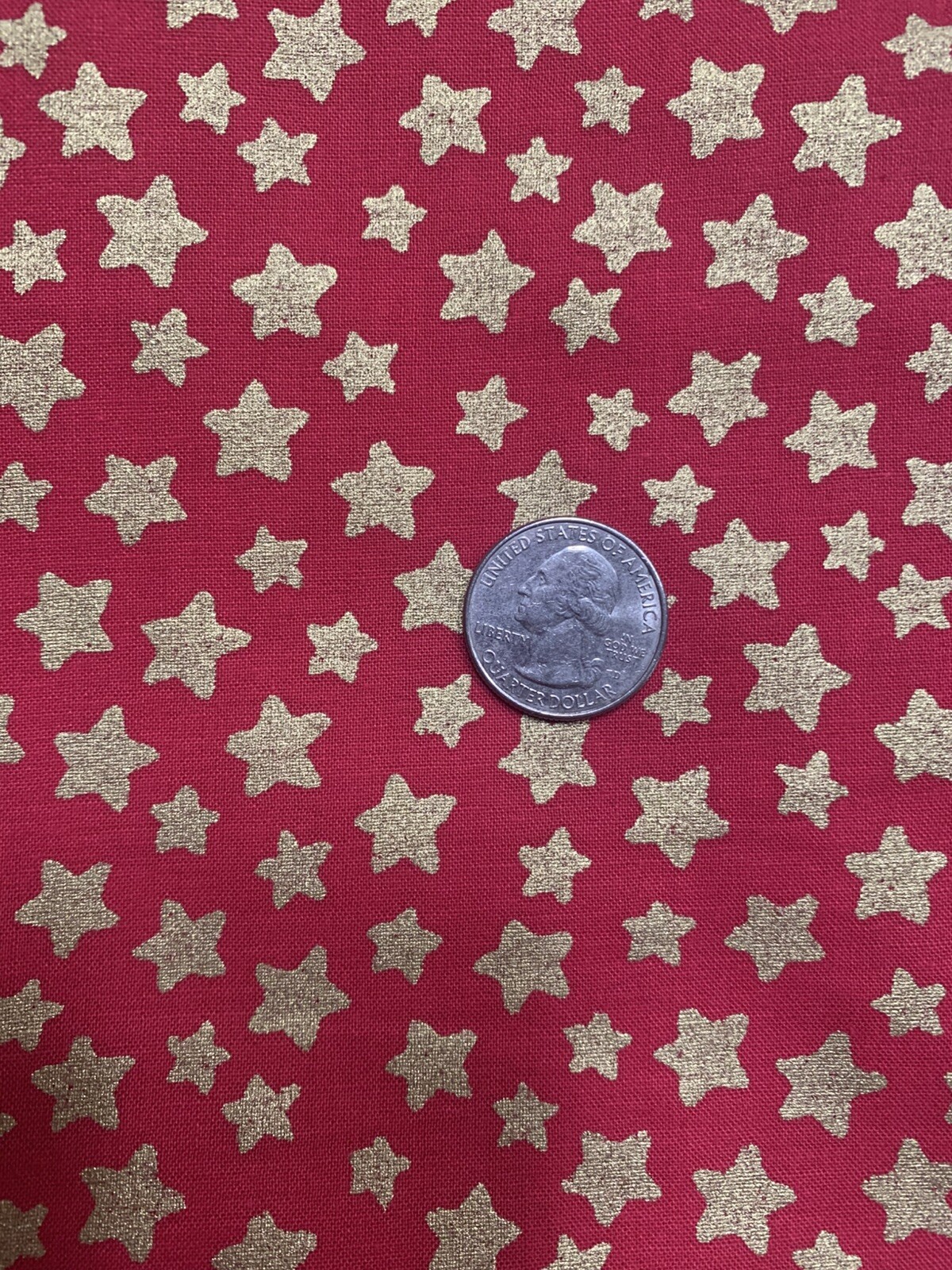 1/2 yd -Vintage Red Sparkling Gold star print Cotton Fabric ~ Doll