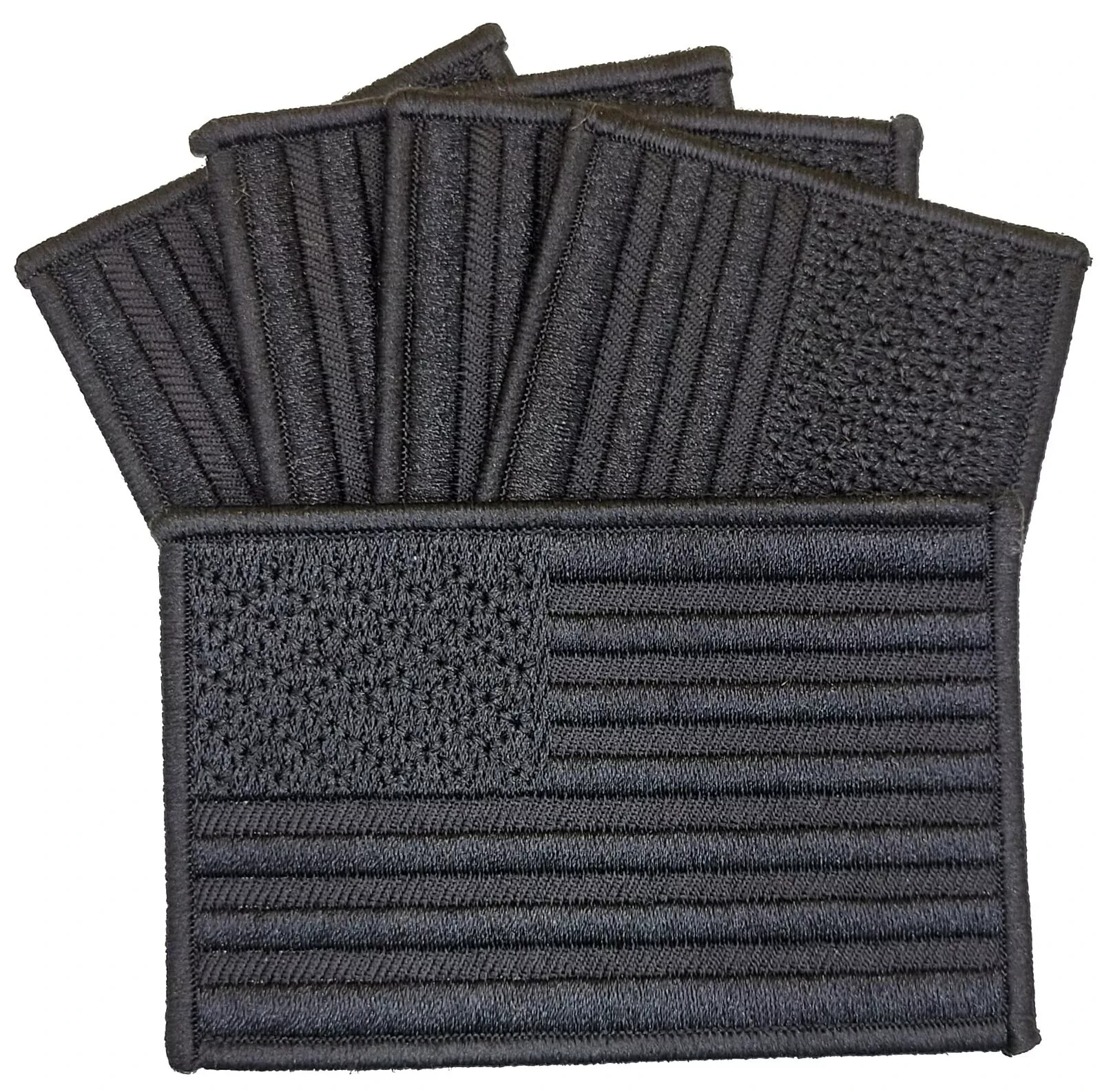 American Flag Subdued BLACK Tactical Embroidered Patch Iron-On 5PCS 3.5″ x 2.5″