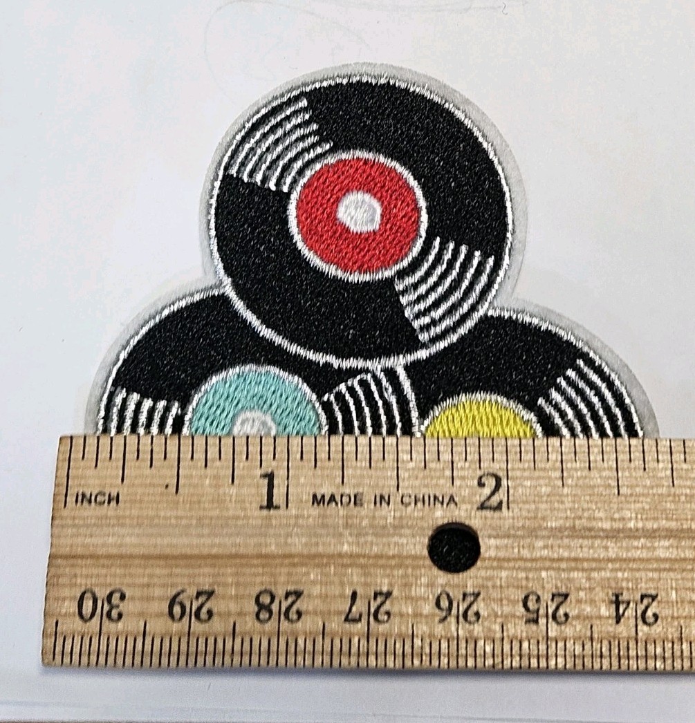 Vinyl Record Music Patch – Colored Records Emblem – Embroidered Iron On Patches