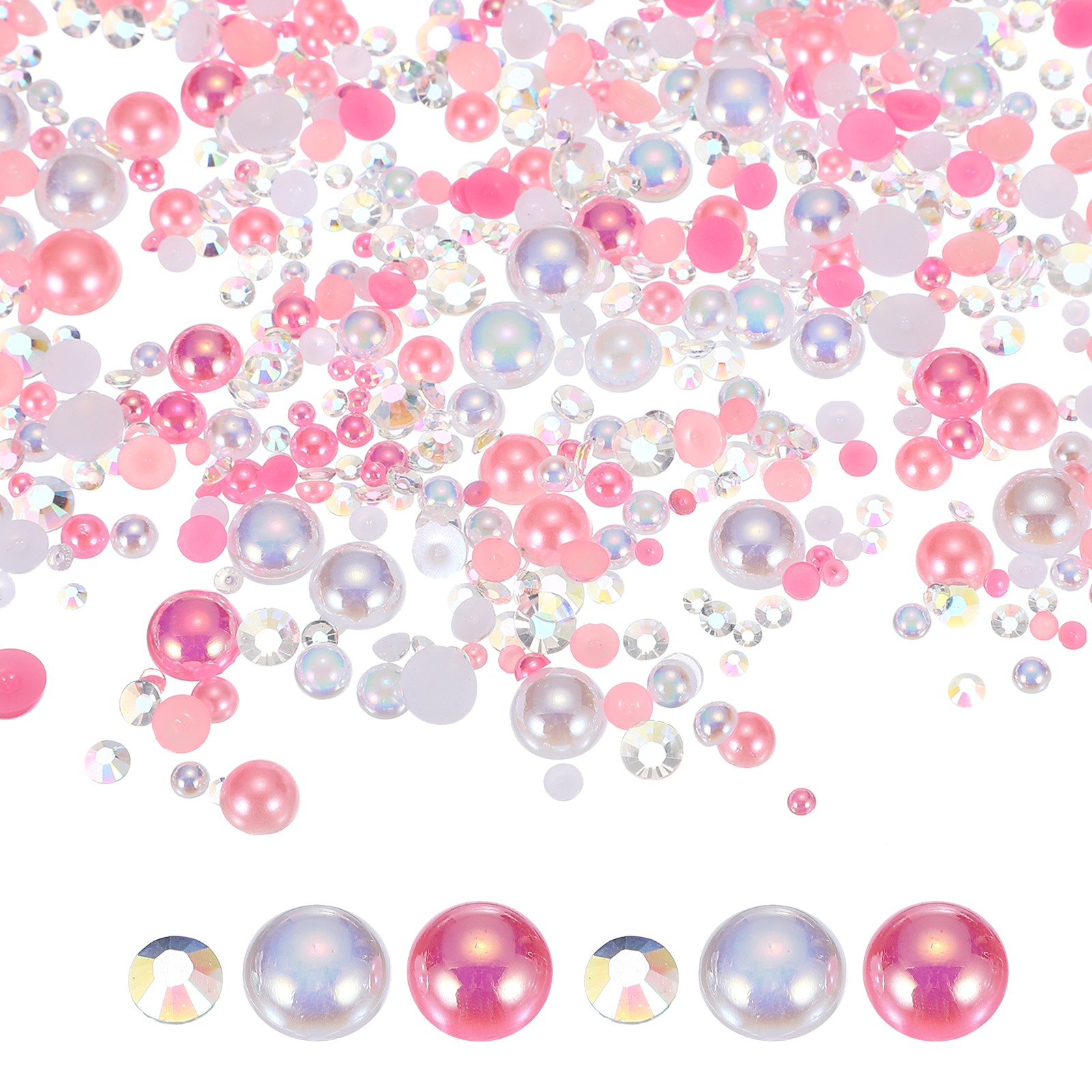 100g 2-10mm Mix Pearls, White/Medium Pink/Dark Pink