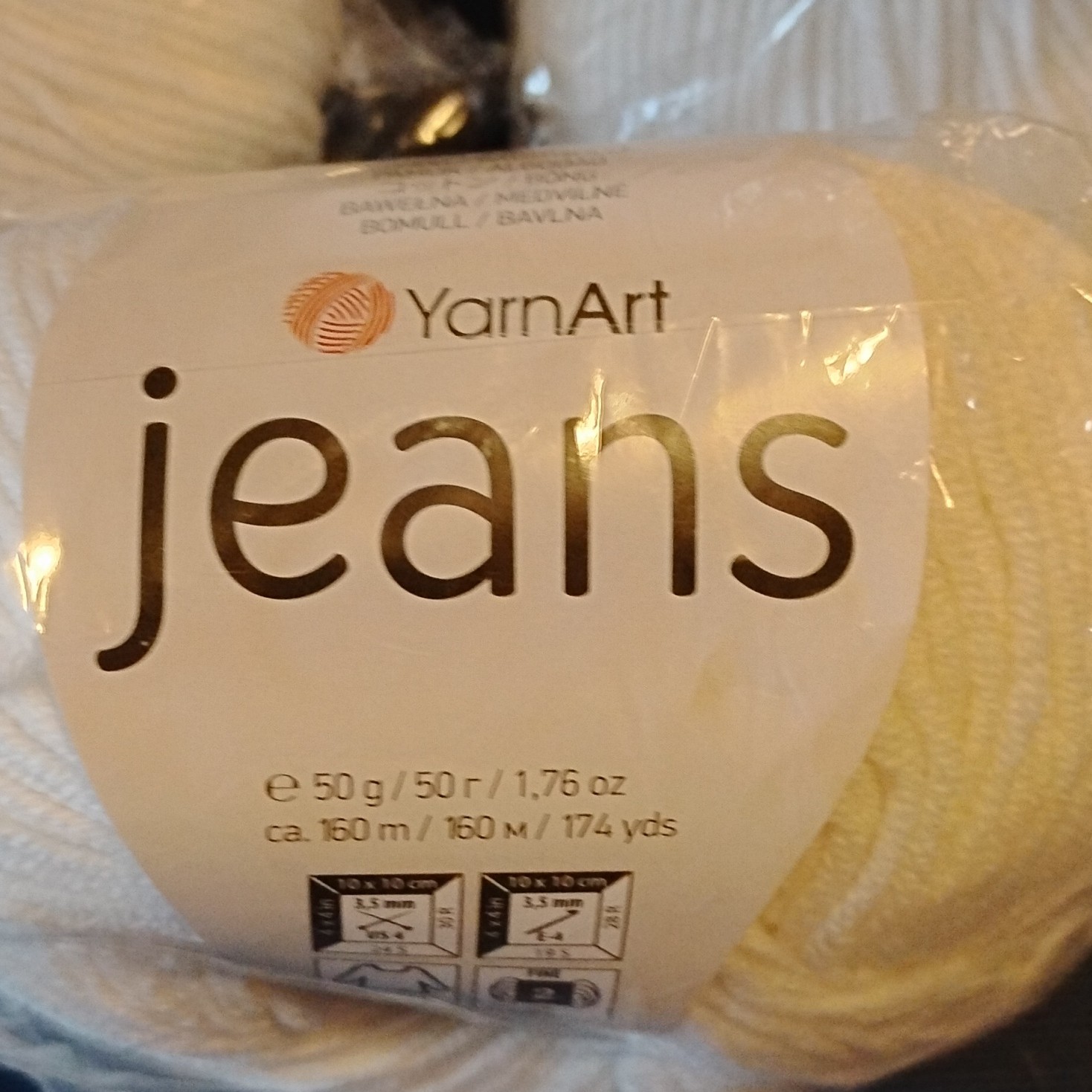 YarnArt Jeans White Yarn Lot of 4 Balls 50g 160m Cotton/Acrylic Sport
