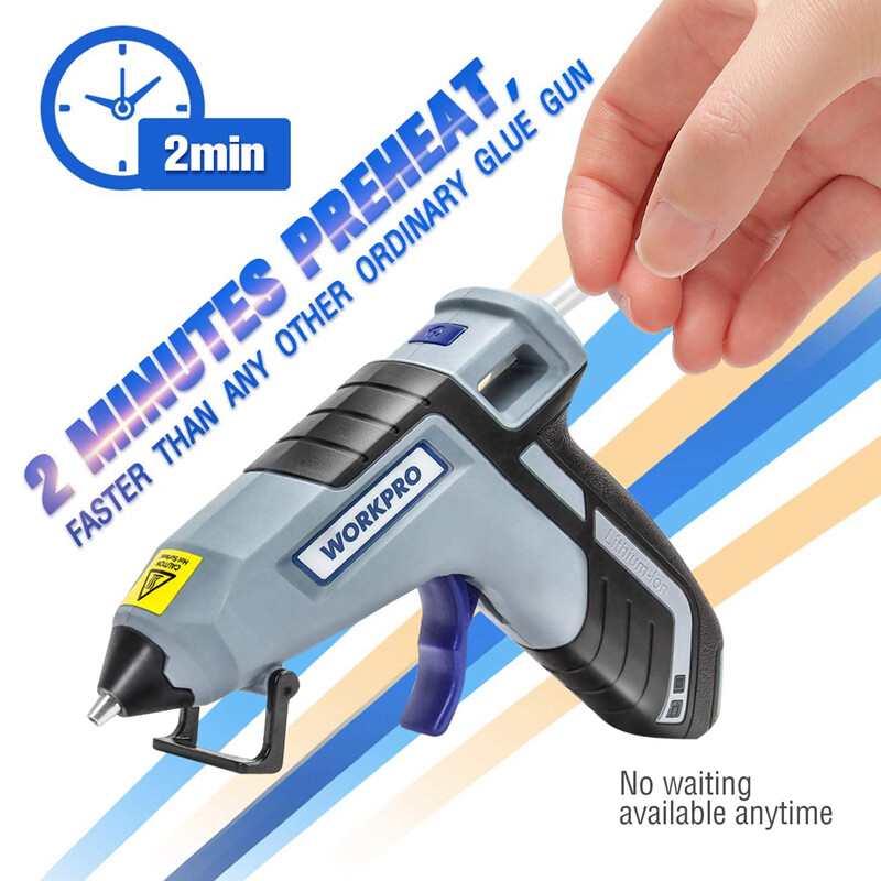 WORKPRO Cordless Mini Hot Glue Gun Fast Preheating Glue Gun Kit w/20 PCS Sticks