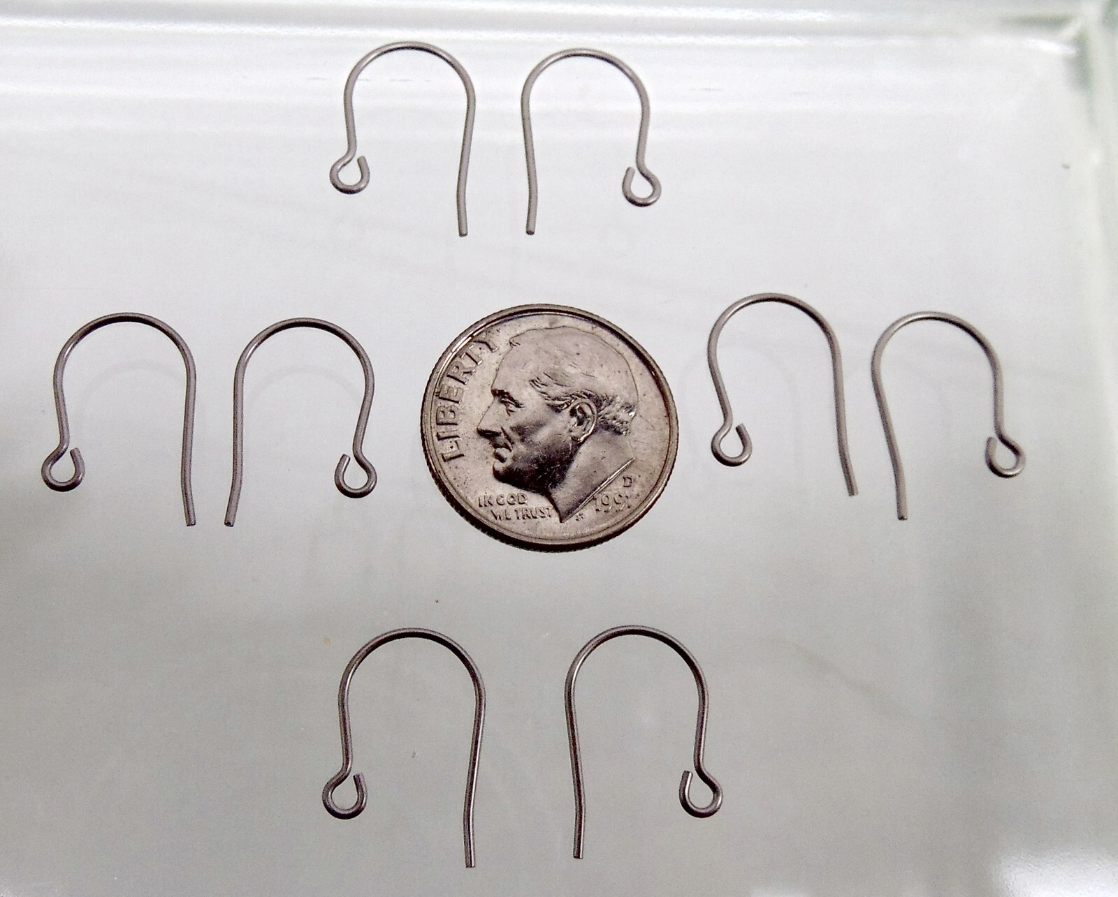 Pure TITANIUM Ear Wires French Hooks w/ Open Loop ~ Grade 1 No Nickel 15mm Post