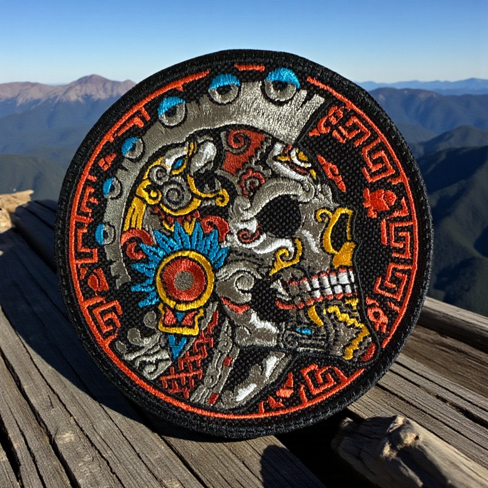 Aztec-Skull Embroidery Patch 4.07″ X 4.07″-7″ X 7″-10″ X 10″
