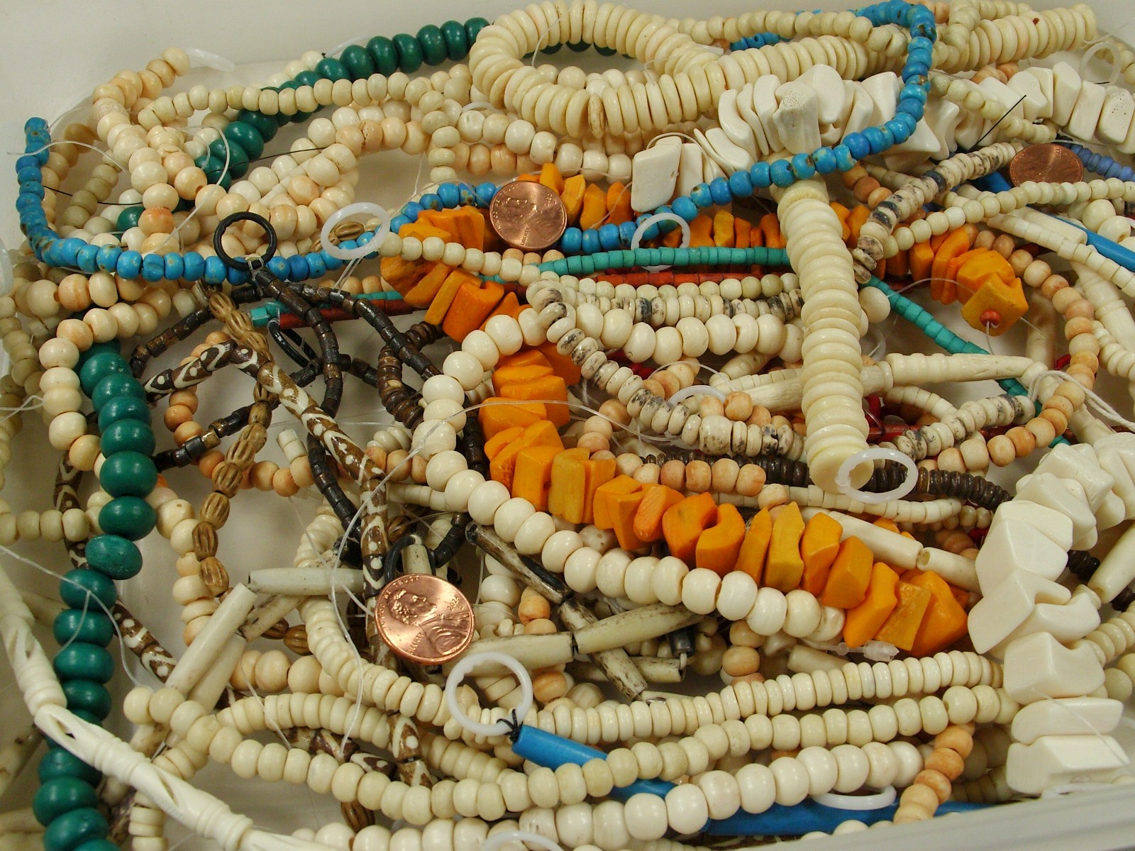 2 Pounds Assorted Shapes and Sizes India Water Buffalo Bone Beads Bulk (KRD-4) ⭐