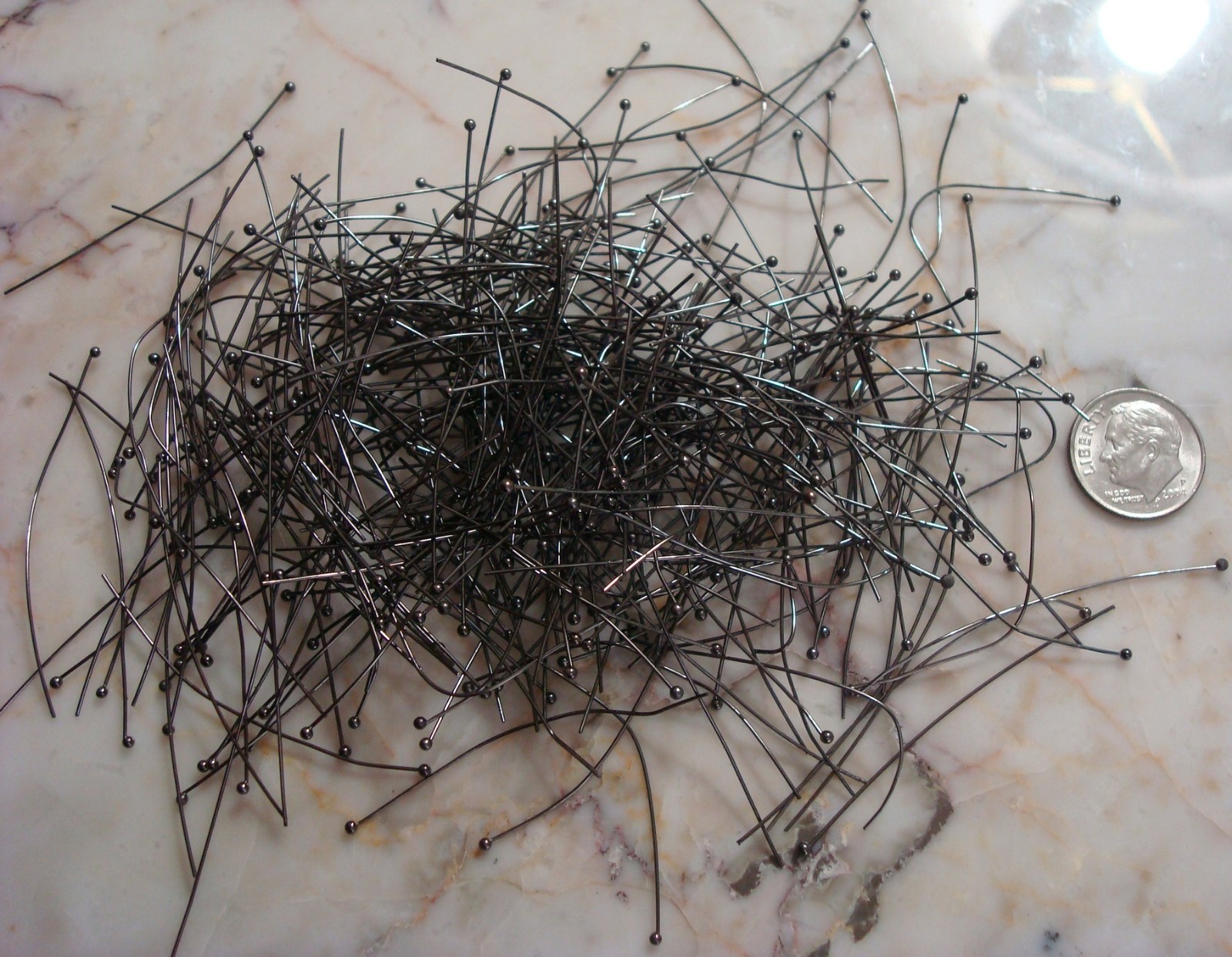 300 Ball head pins gunmetal black plated jewelry head pins 2 inch long FPS069