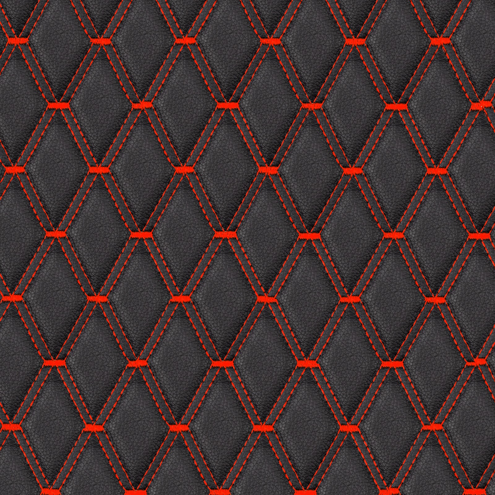 63″ Quilted PU Leather Fabric Diamond Red Stitch Car Upholstery Material DIY