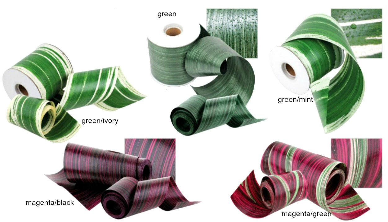 50 Yards Variegated Aspidistra Ti Leaf Floral leaf centerpiece Ribbon-Color/Size