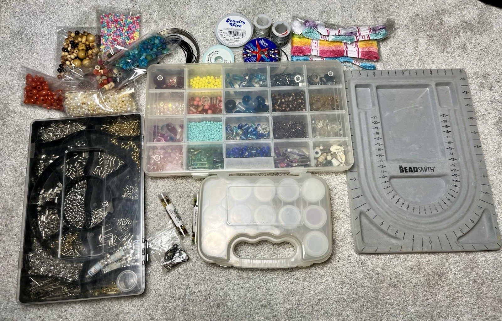 Jewelry Making Kit, Bead Smith, Glass Beads, Beadalon Crimp Tubes, Wire, Organiz