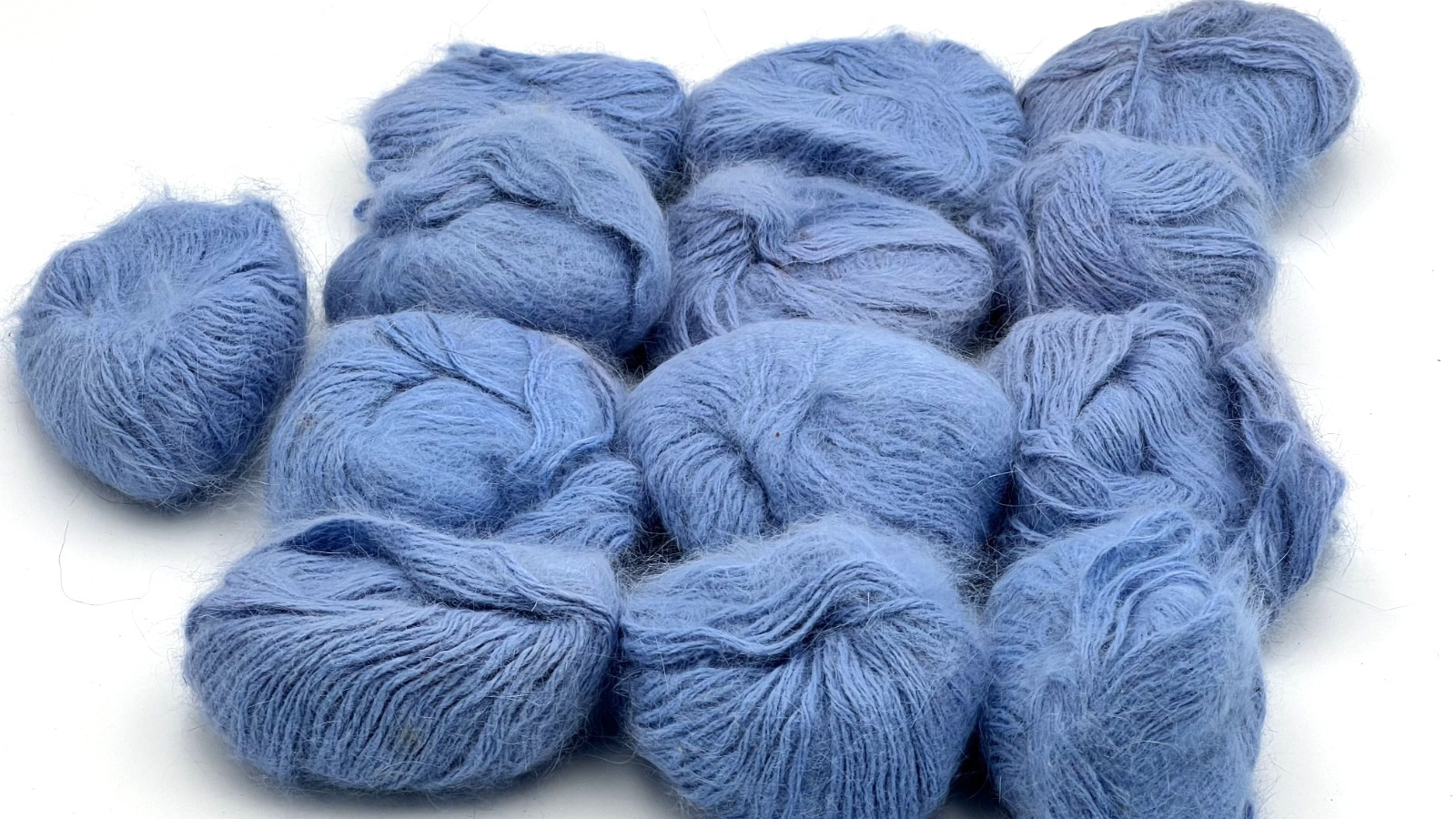 ACA Supreme Pure French Angora Yarn 4.37oz ~12 Skeins Blue 100% Rabbit France