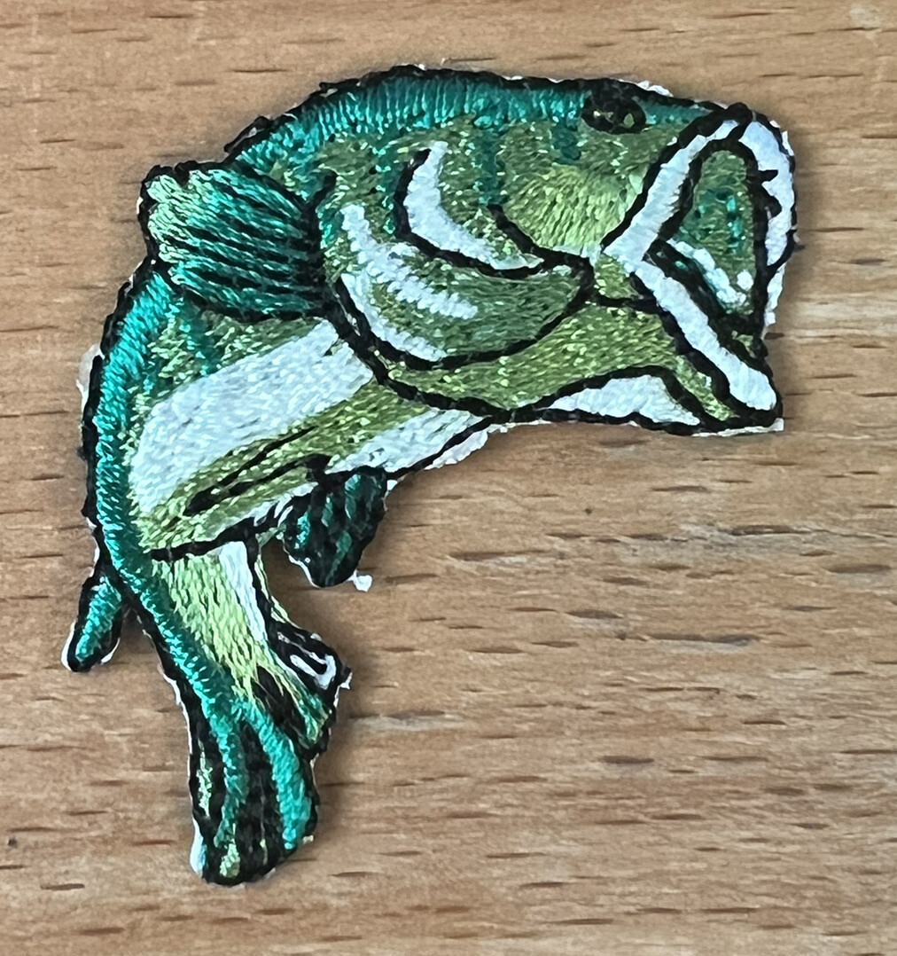 Bass Fish Patch – 1 1/2 inches x 1 1/2 inches – Fish Fishing (iron-on)